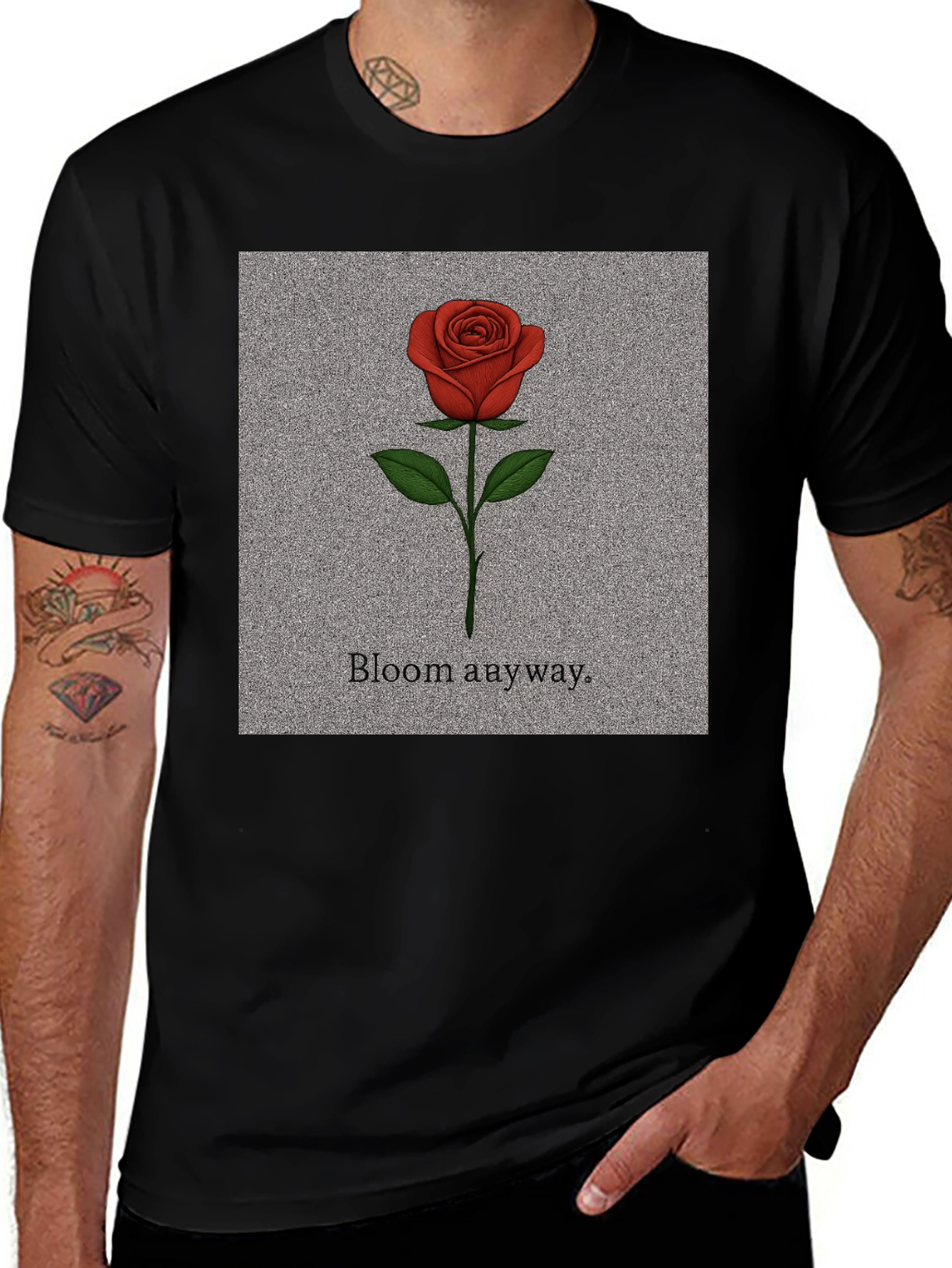 Variant 27 of Bloom Anyway Rose Graphic Tee - Black Casual Shirt
