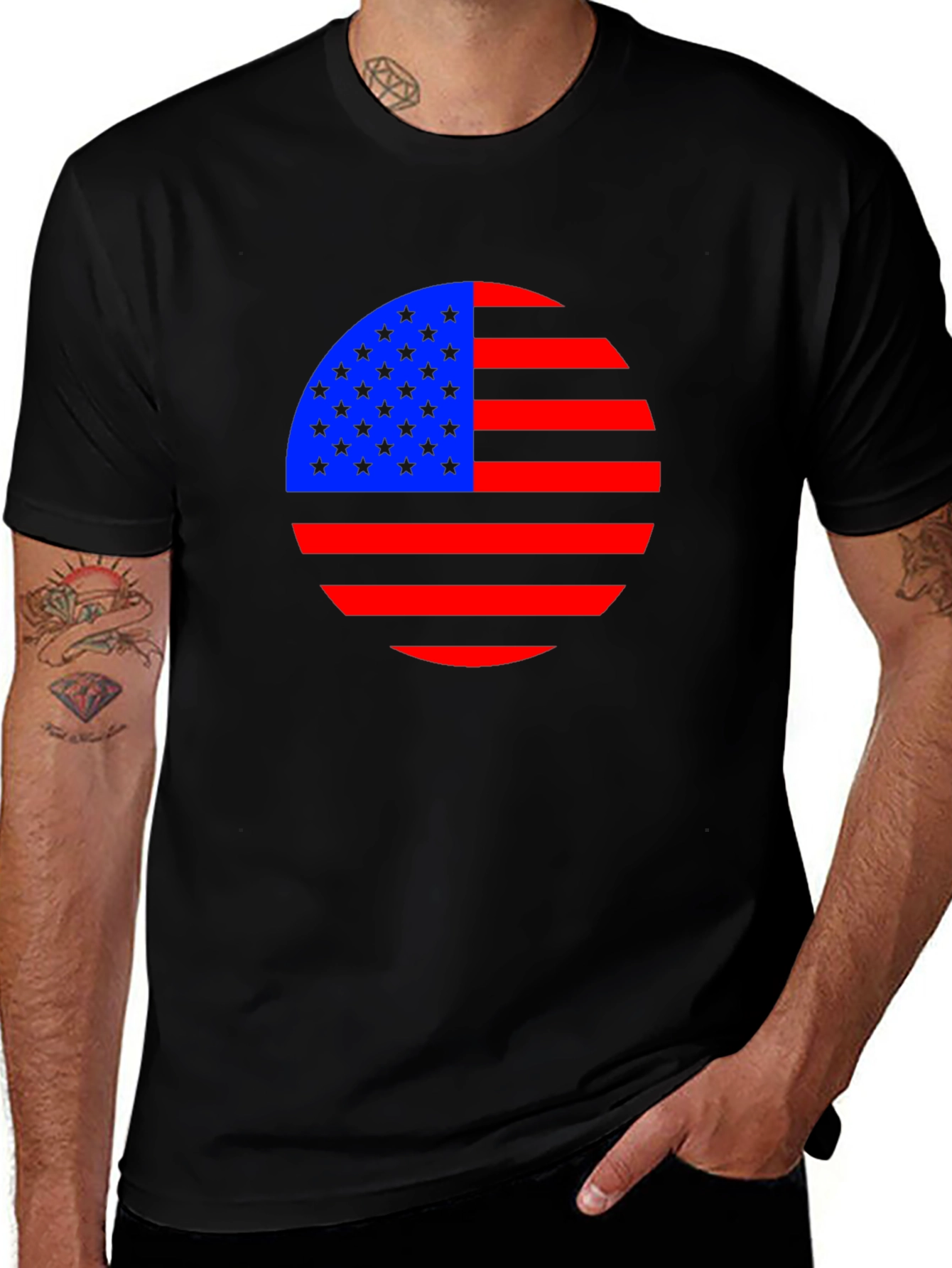 Variant 20 of American Flag Circle Graphic Tee - Patriotic Style
