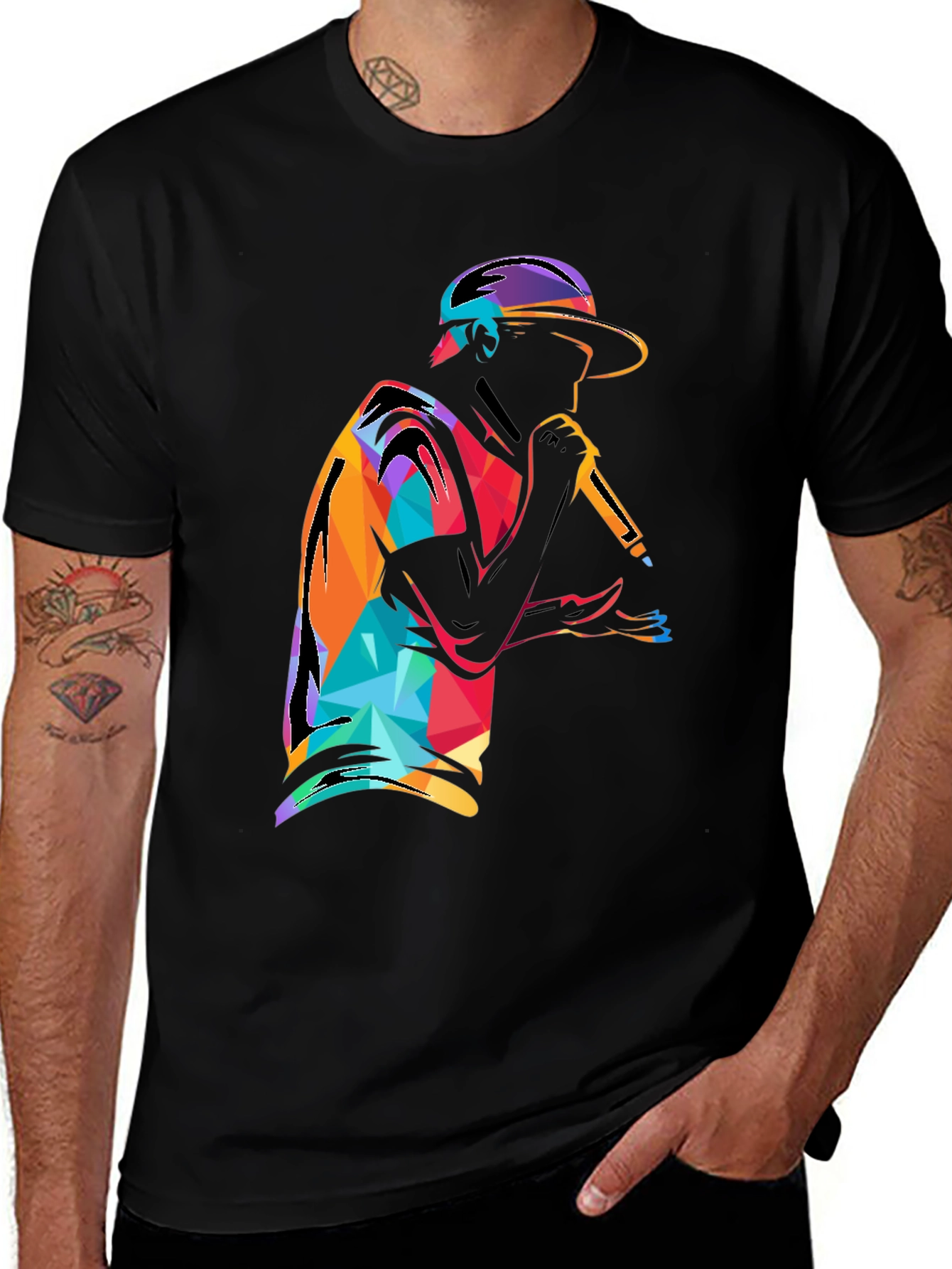Variant 4 of Abstract Rapper Graphic T-Shirt - Black