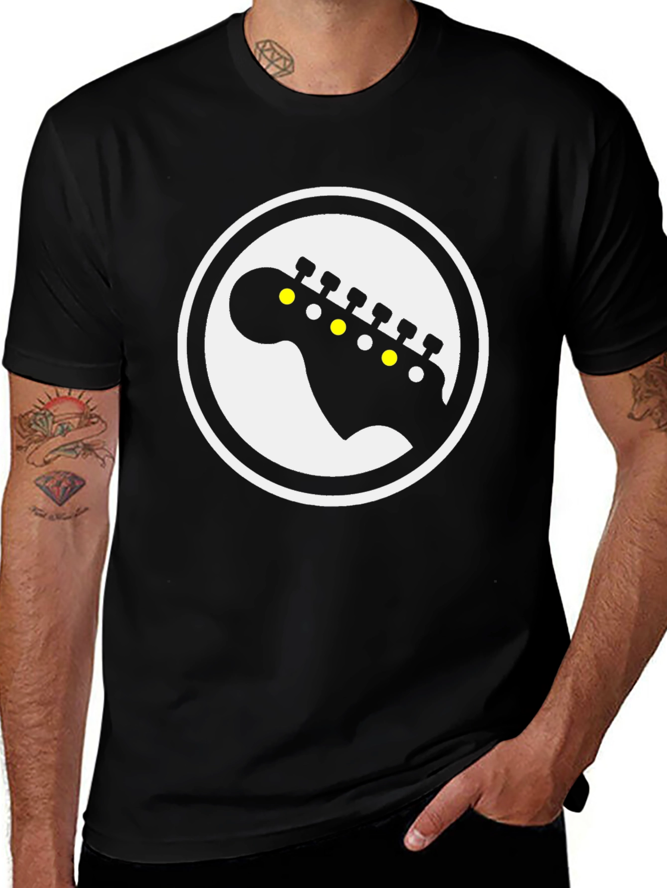 Variant 16 of Guitar Headstock Graphic Tee - Black