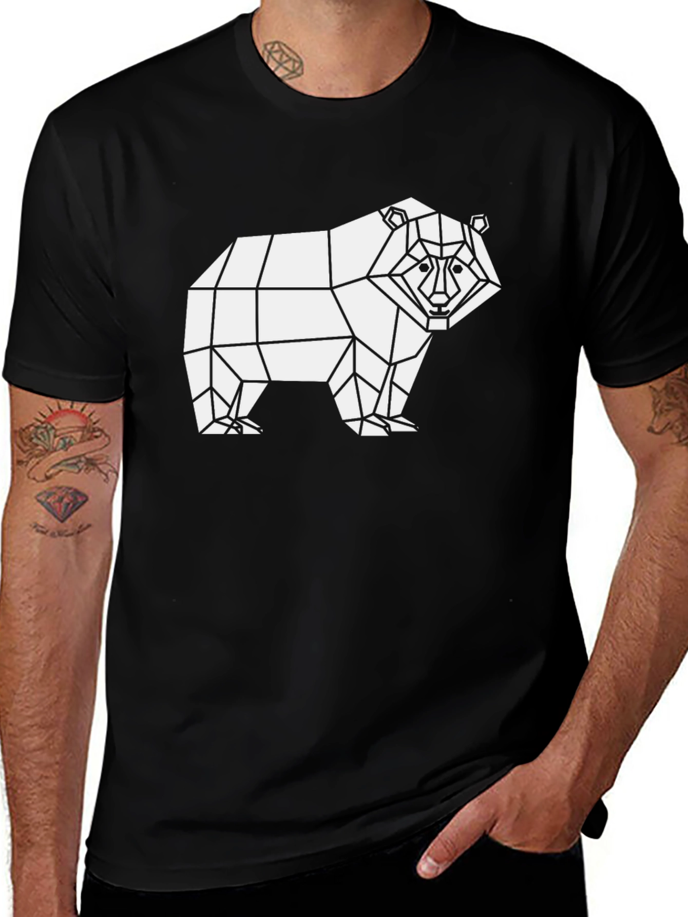 Variant 26 of Geometric Bear Graphic T-Shirt - Stylish Animal Tee
