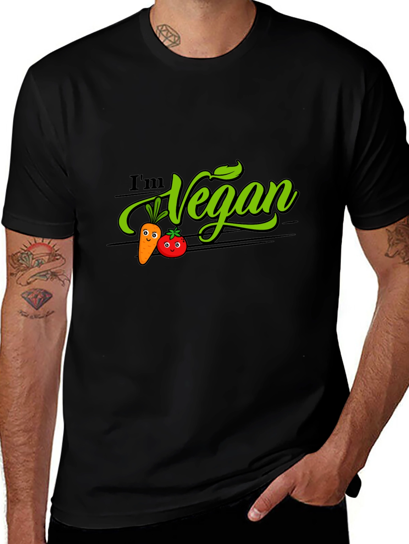 Variant 27 of I'm Vegan Graphic T-Shirt - Black