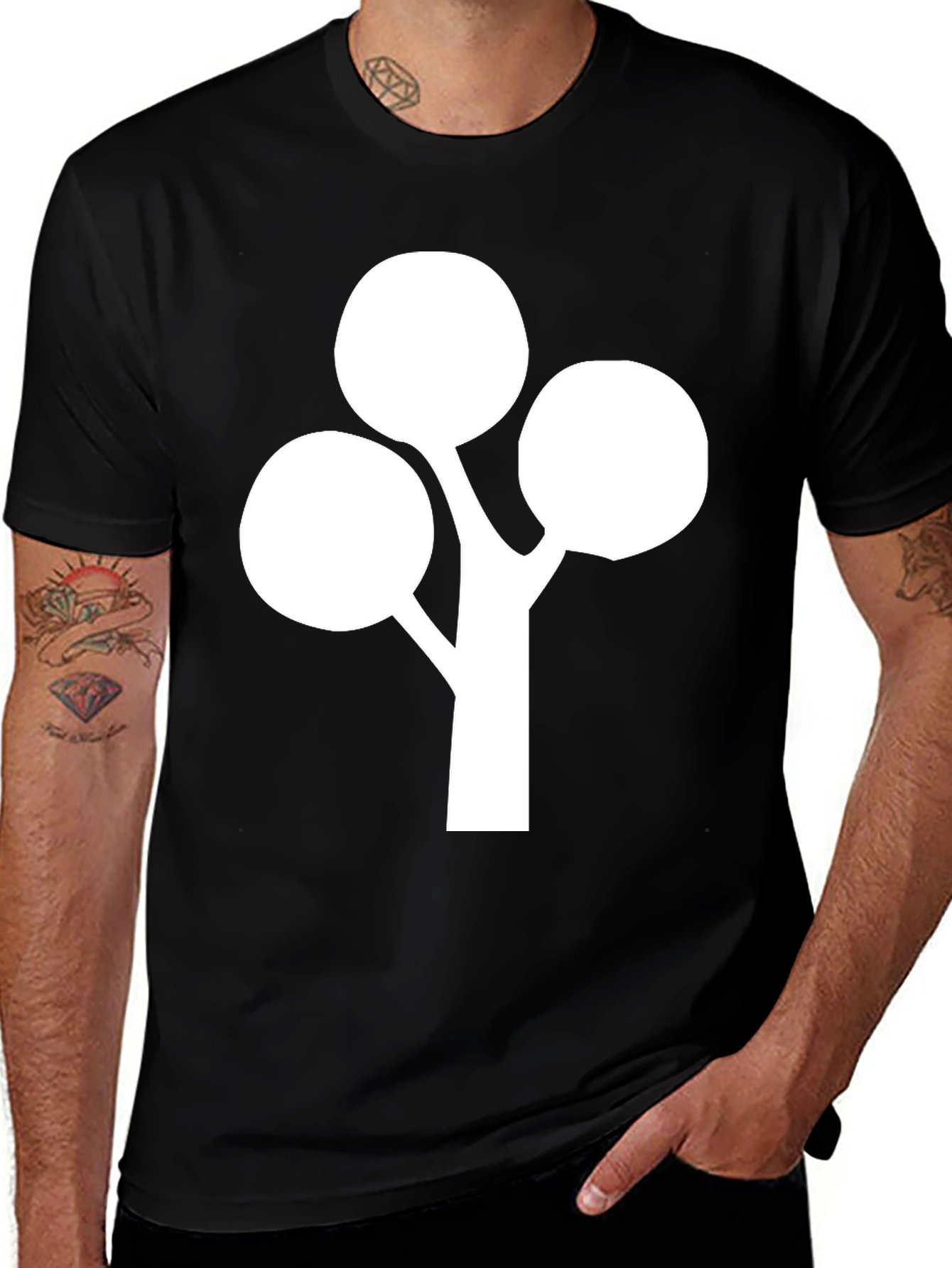 Variant 10 of Minimalist Tree Graphic Tee - Black Cotton Blend