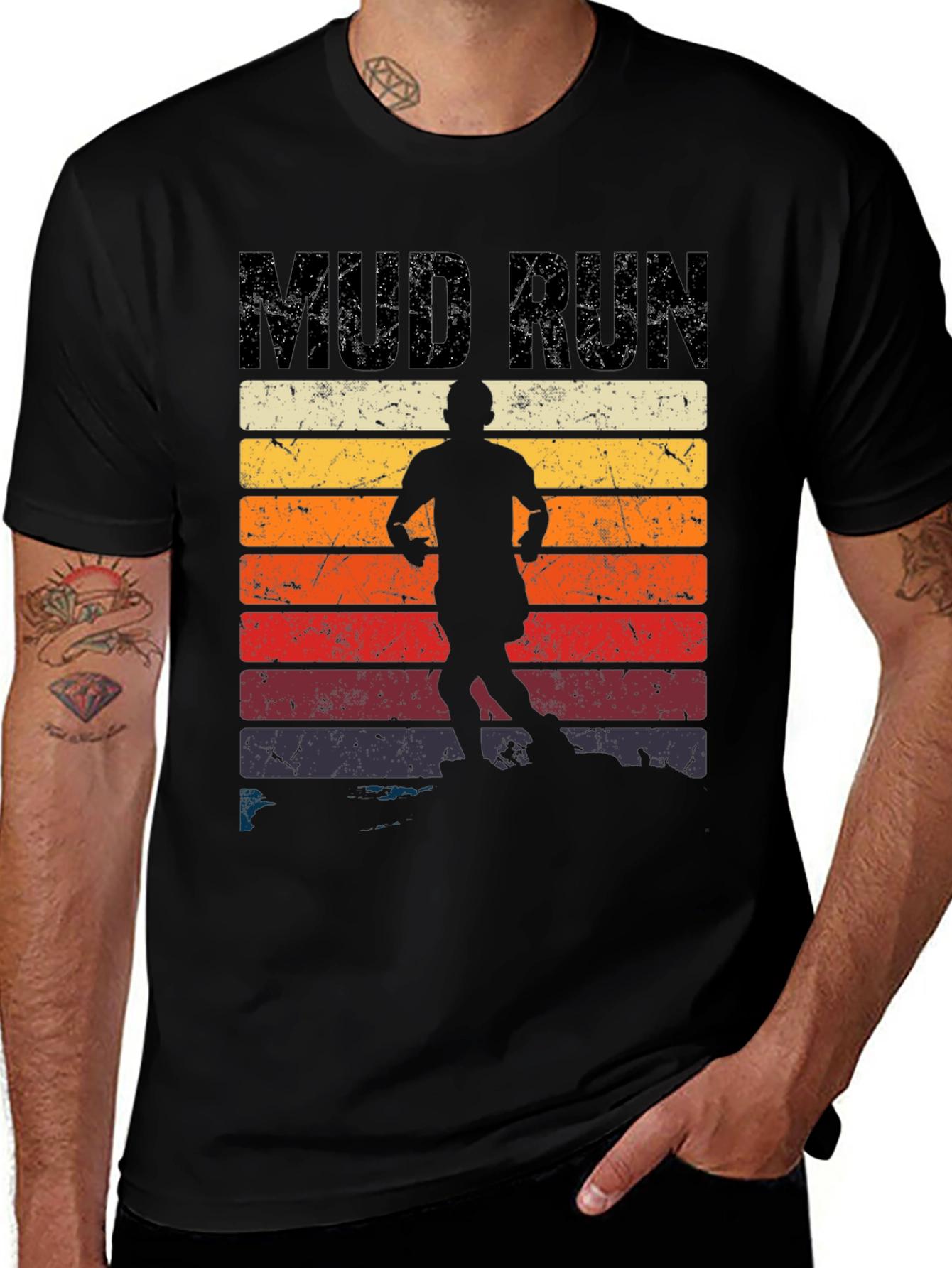 Variant 4 of Mud Run T-Shirt Vintage Retro Style Running Tee