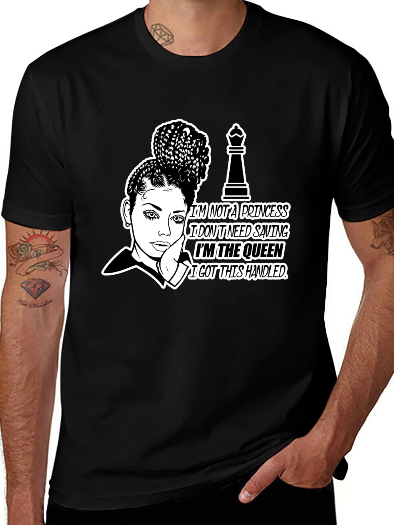 Black Queen Graphic Tee - Empowering Chess Queen main image