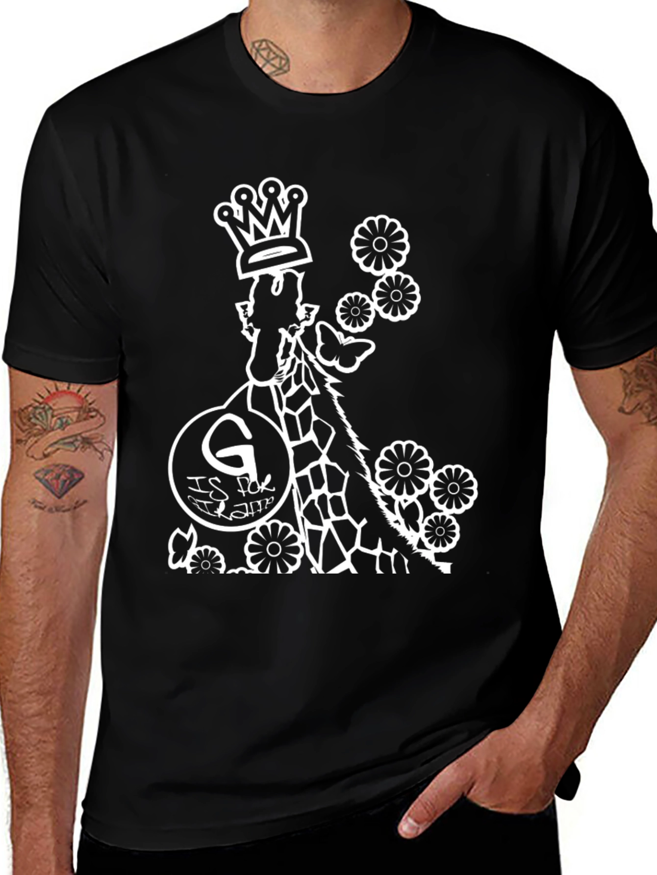 Variant 30 of Giraffe 'G' Initial Crowned T-Shirt