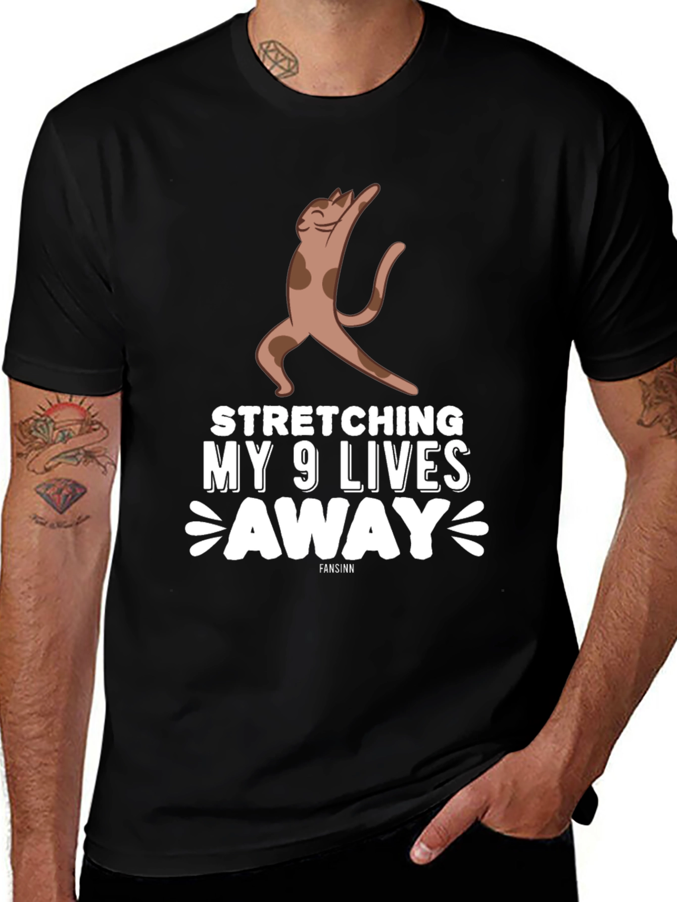 Variant 15 of Stretching My 9 Lives Away Cat T-Shirt