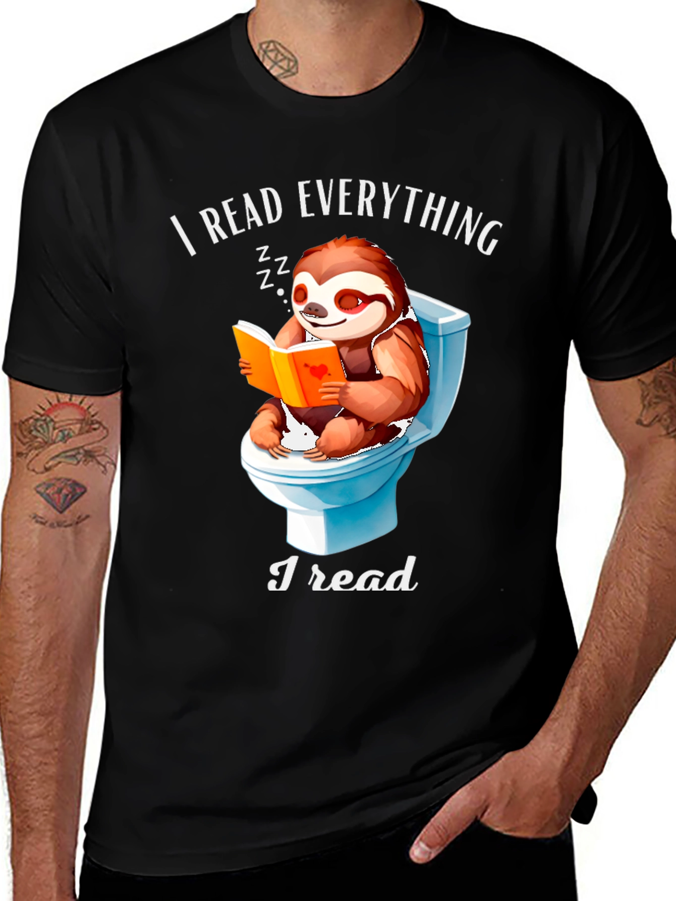 Variant 10 of Funny Sloth Reading Toilet T-Shirt