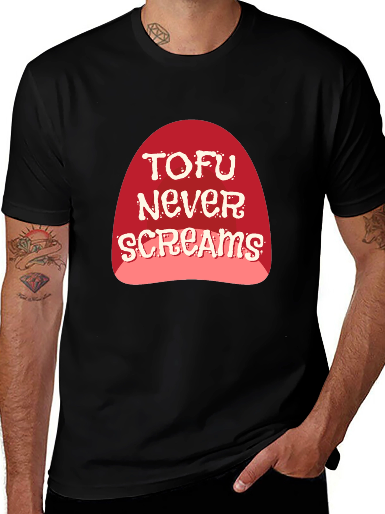 Variant 16 of Tofu Never Screams Graphic Tee - Vegan Humor T-Shirt