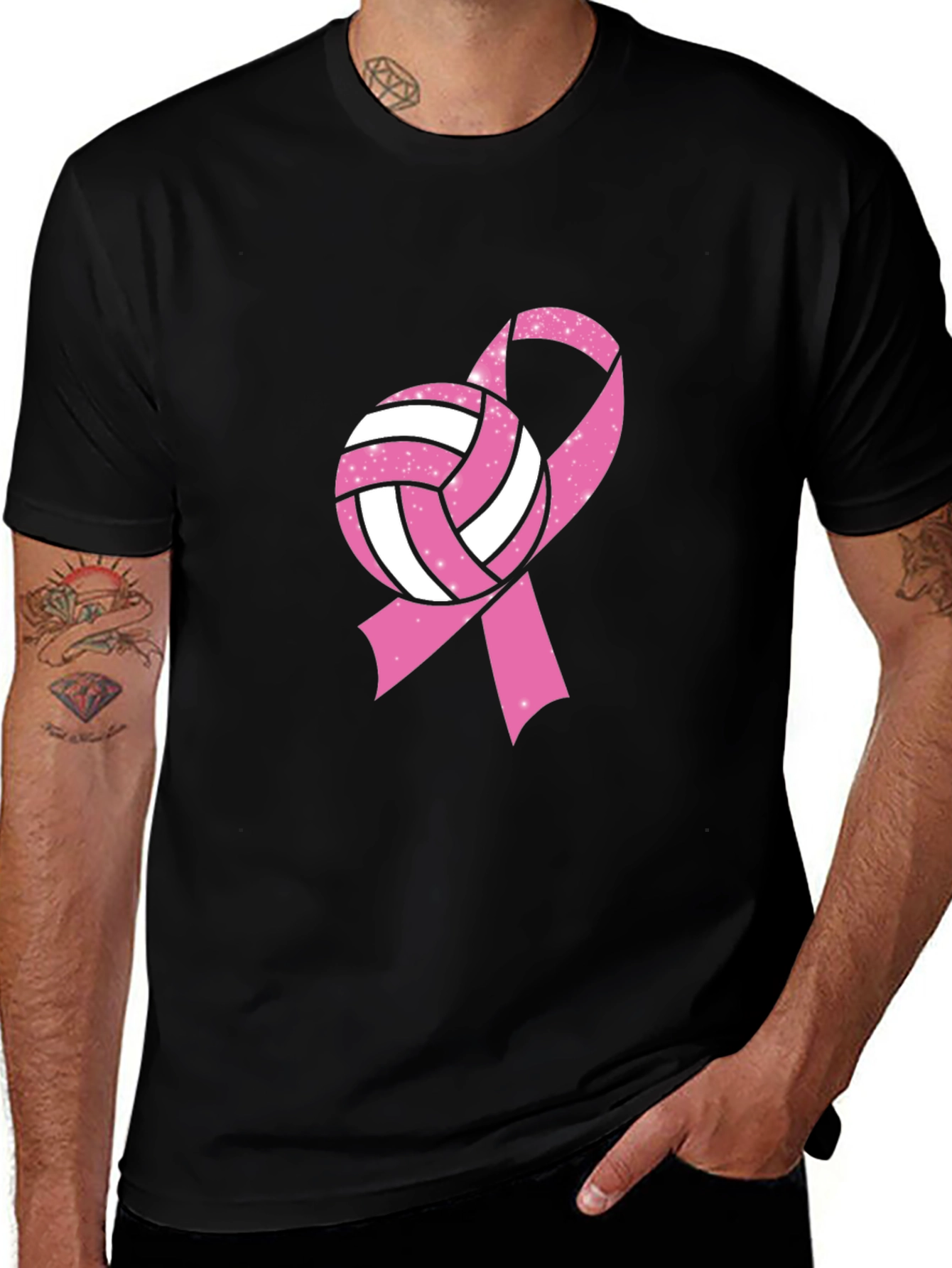 Variant 19 of Volleyball Breast Cancer Awareness Ribbon T-Shirt