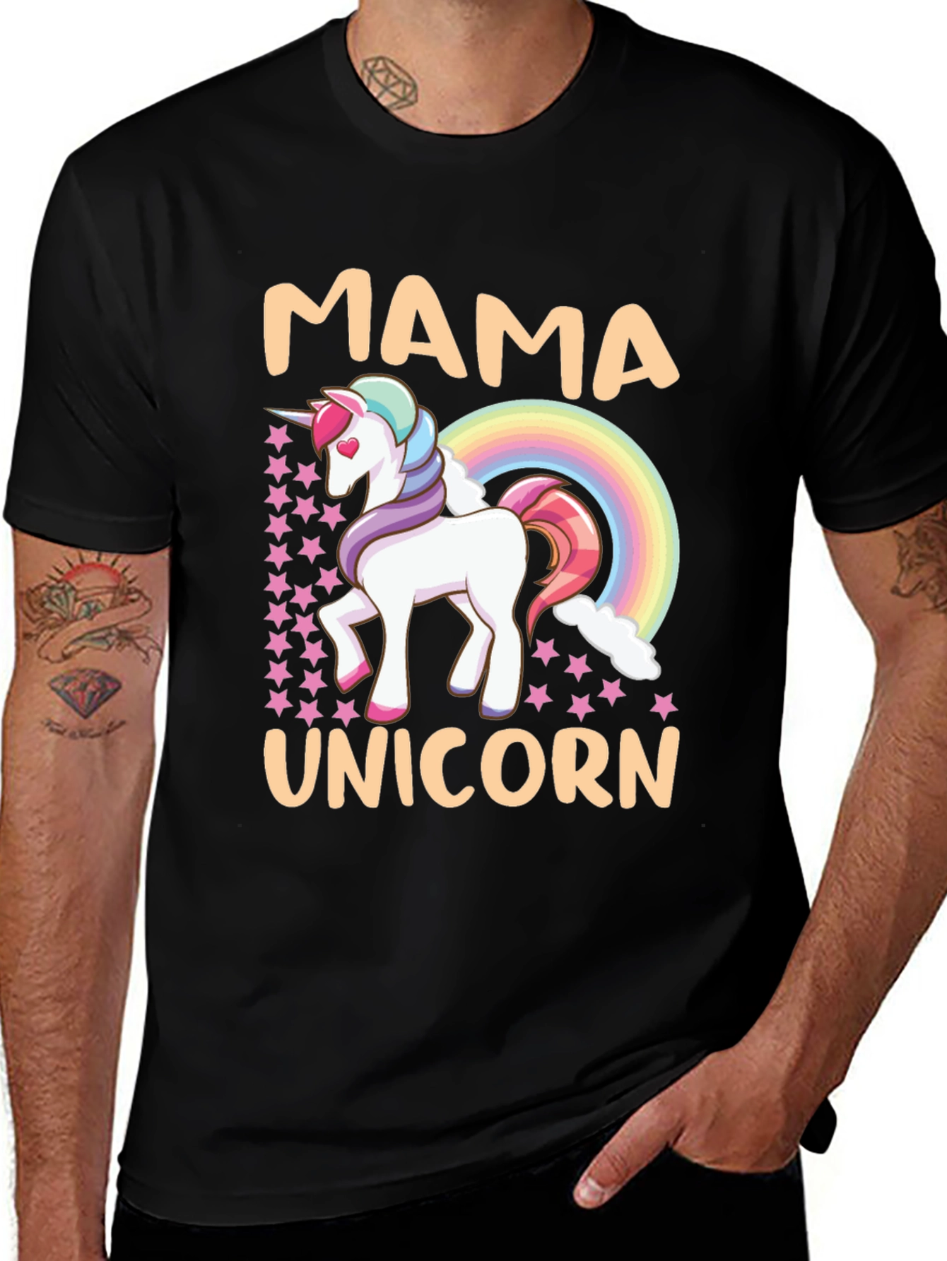Variant 3 of Mama Unicorn Graphic Tee - Black Cotton T-Shirt