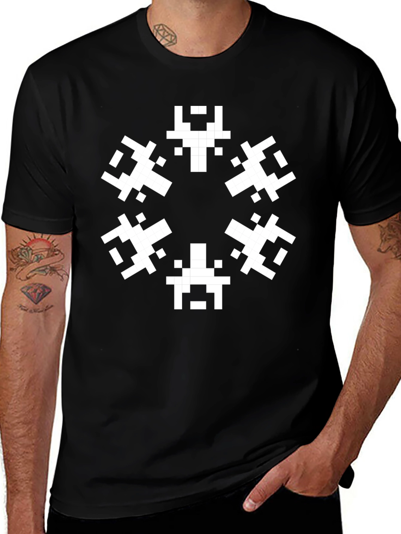 Variant 20 of Pixelated Snowflake Graphic Tee - Black T-Shirt