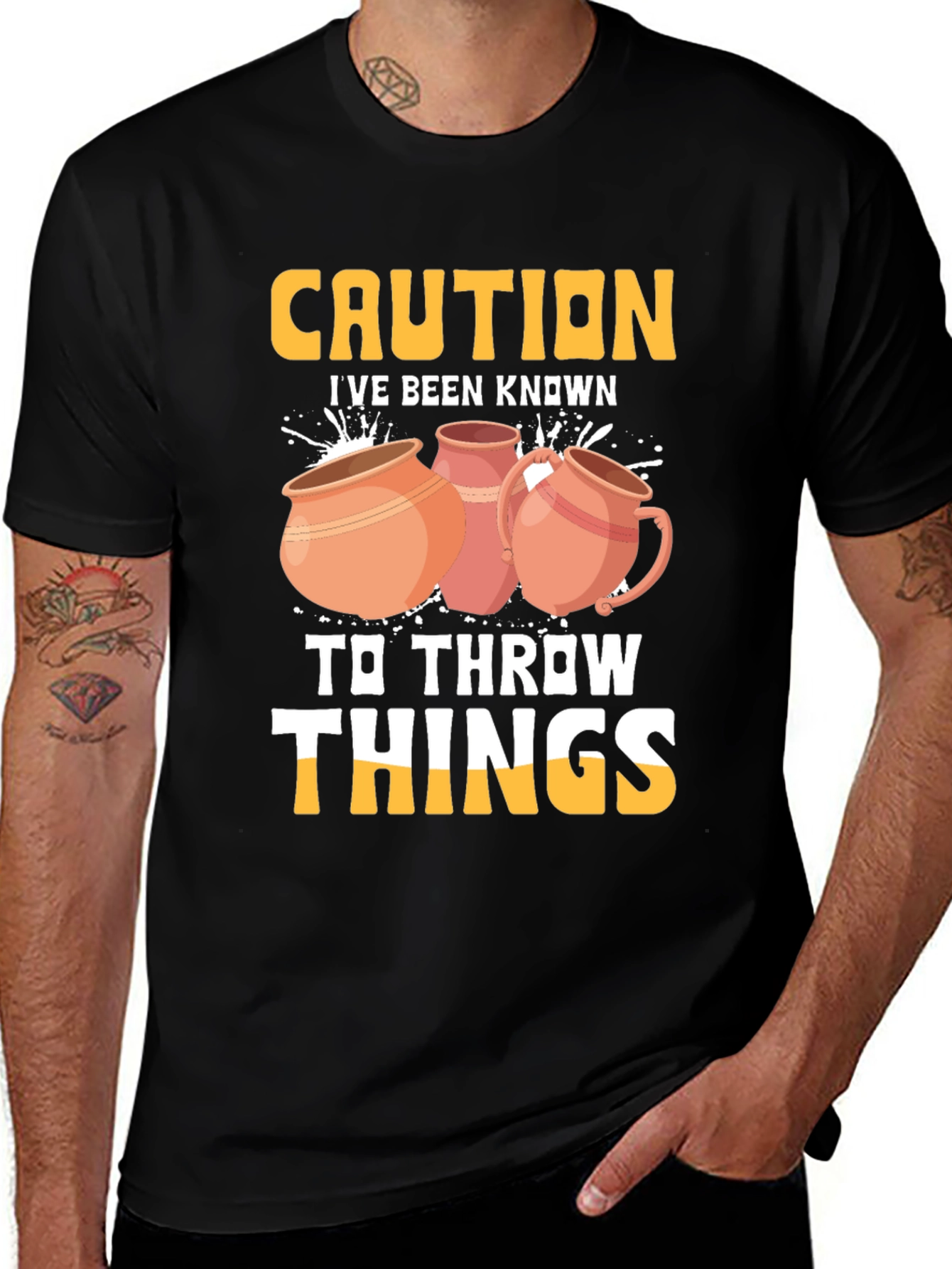 Caution I Throw Things T-Shirt Pottery Humor