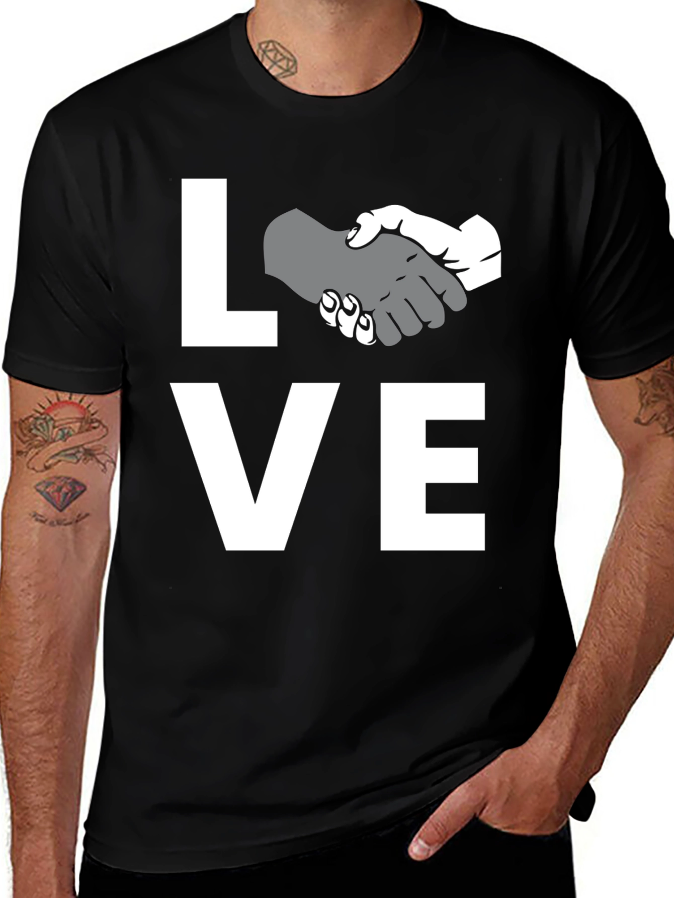 Variant 4 of Love Handshake Graphic Tee - Black Unisex T-Shirt