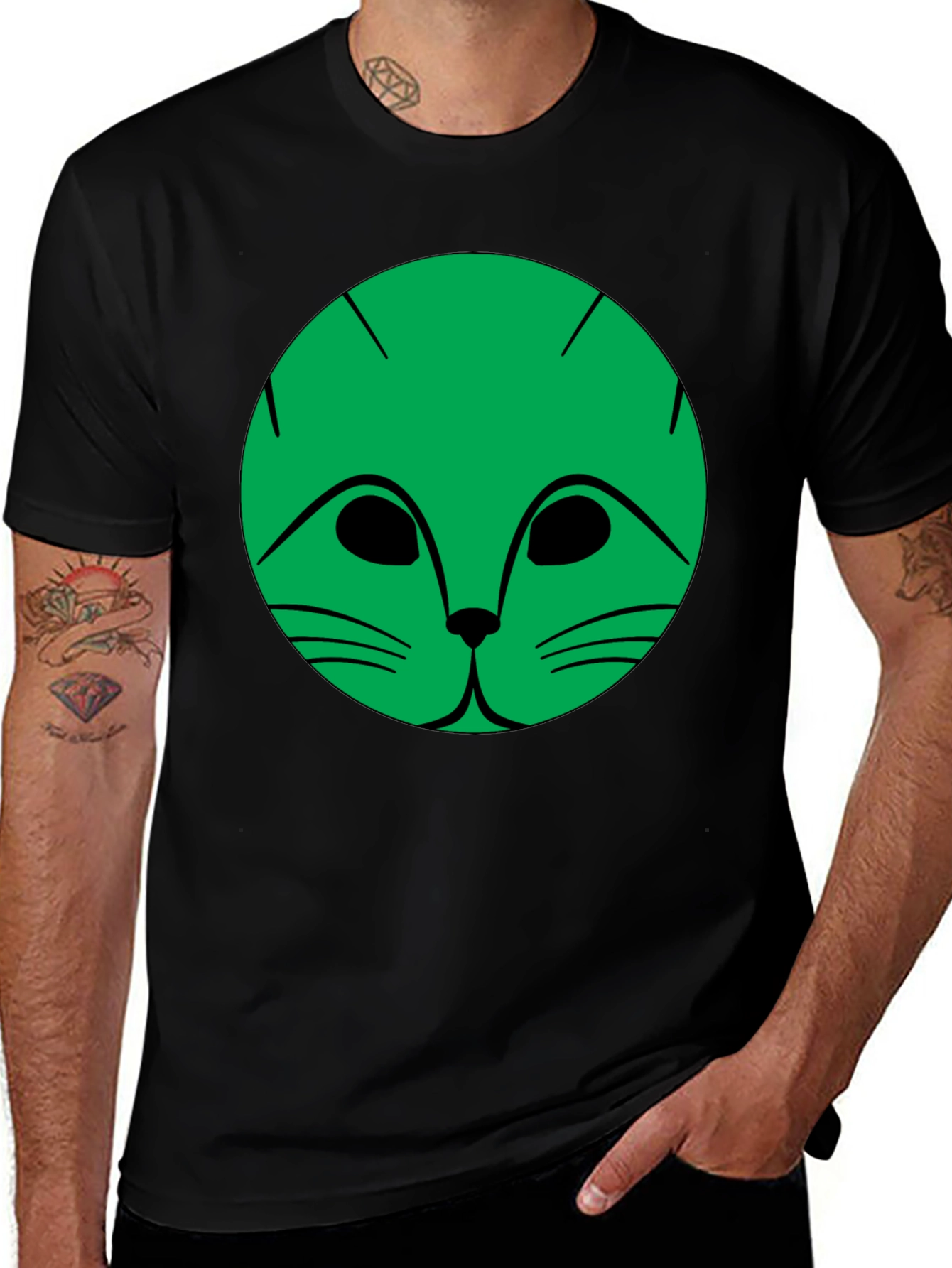 Variant 25 of Cool Cat Graphic Black T-Shirt