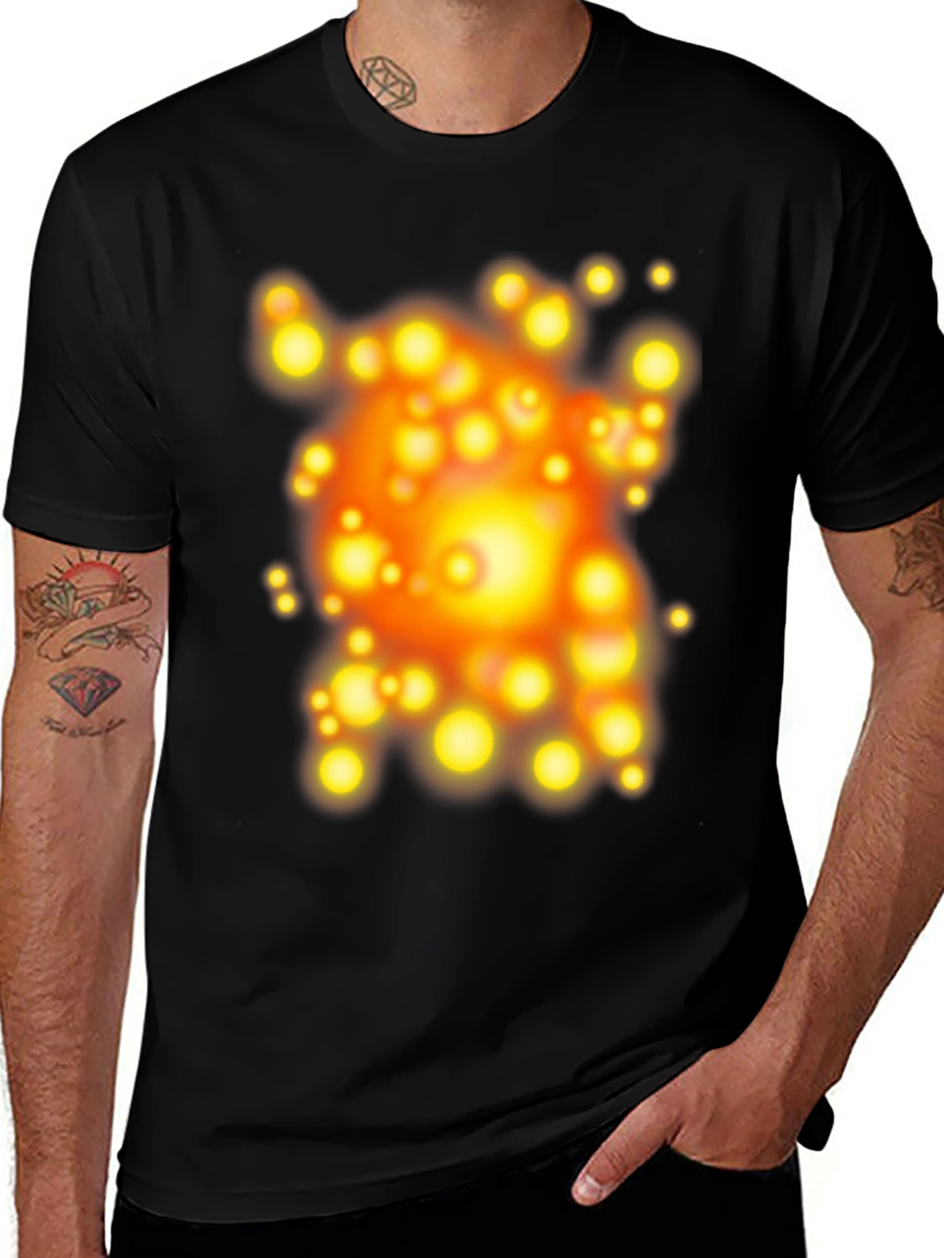 Variant 23 of Abstract Orb Graphic Print Black T-Shirt