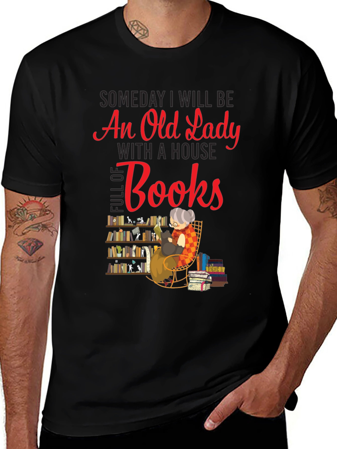 Variant 20 of Old Lady with House of Books T-Shirt