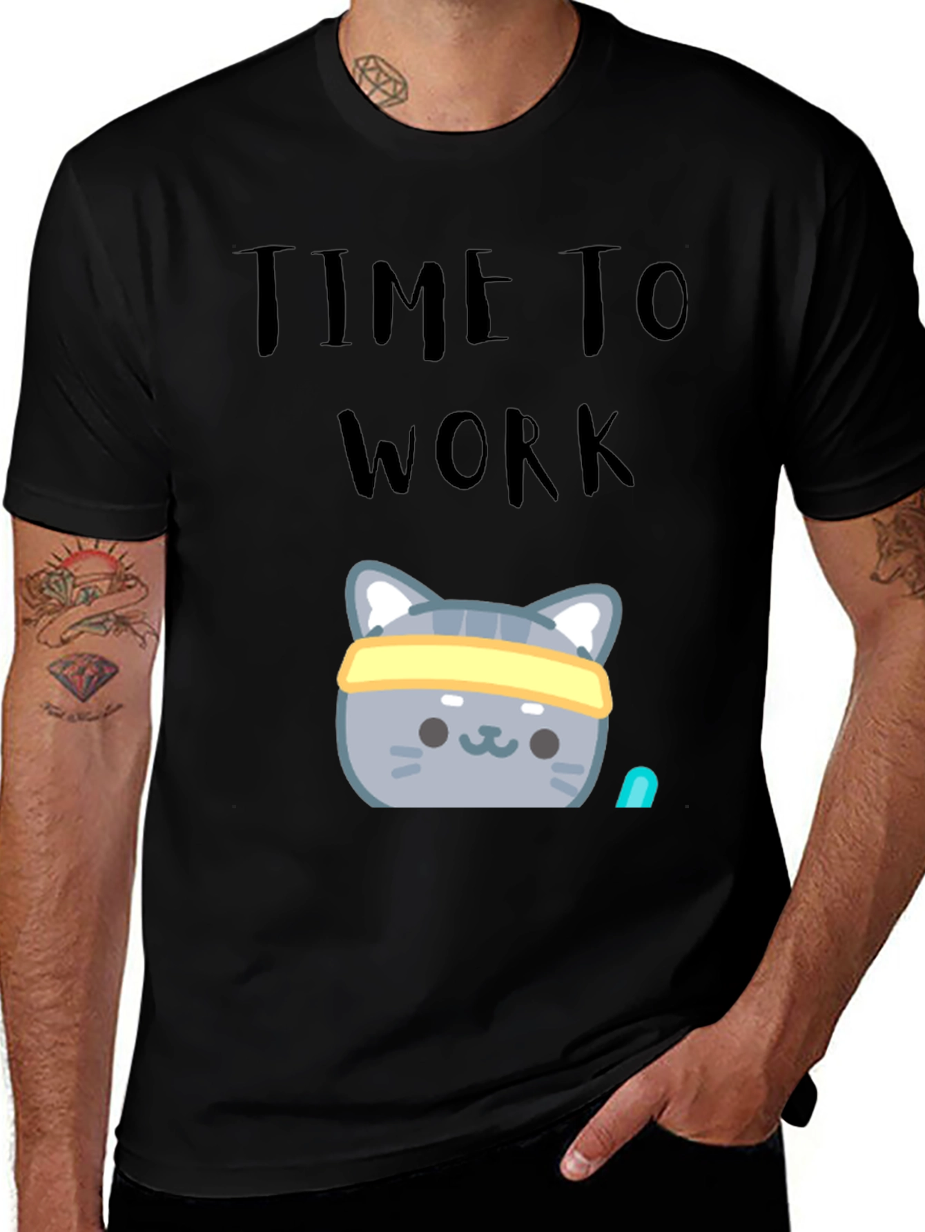 Variant 13 of Time To Work Out T-Shirt: Gym Cat