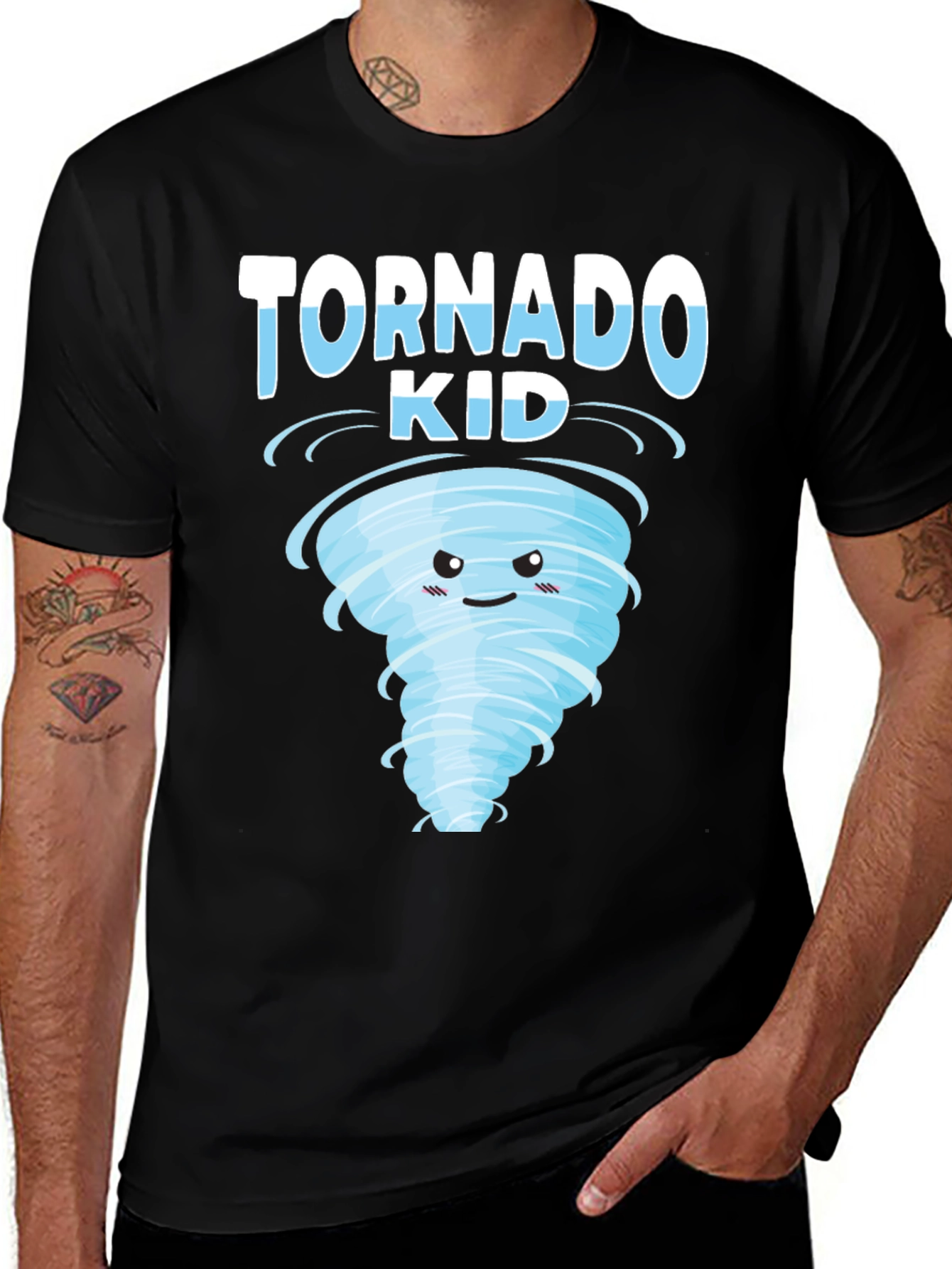 Variant 10 of Tornado Kid Graphic T-Shirt - Weather Cartoon Tee