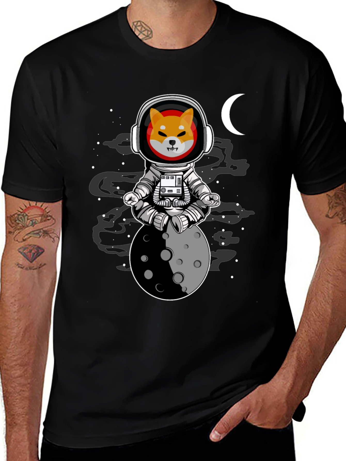 Variant 20 of Shiba Inu Astronaut T-Shirt - Moon Meditation