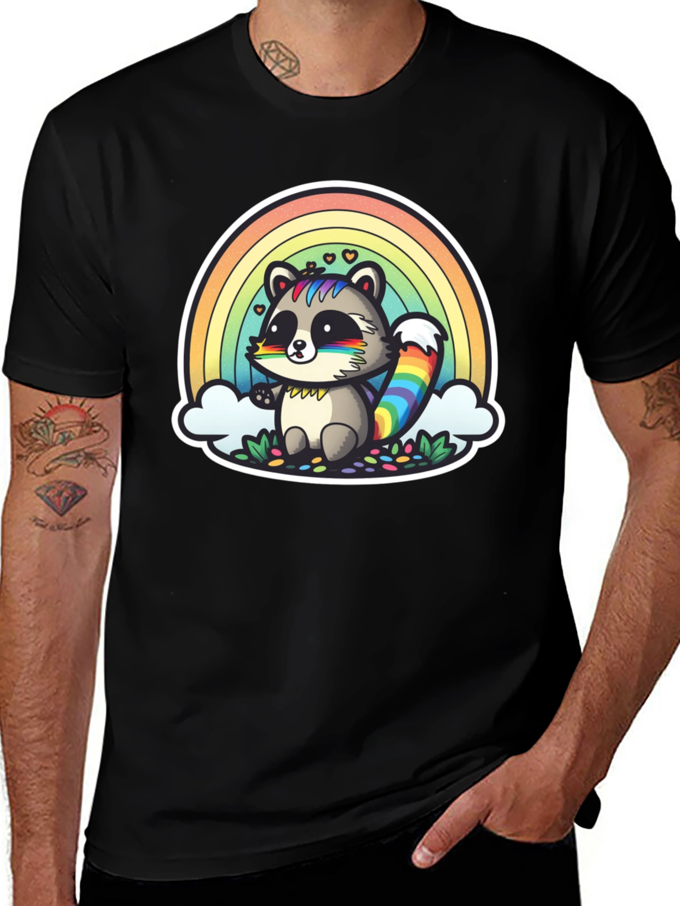 Variant 15 of Rainbow Raccoon Graphic T-Shirt