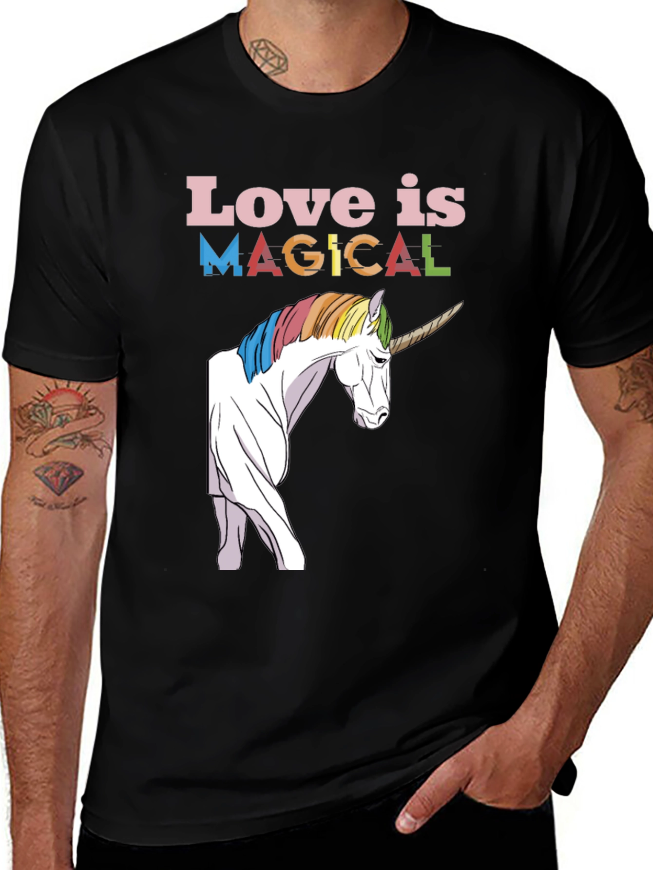 Variant 13 of Magical Unicorn Love Tee - Black