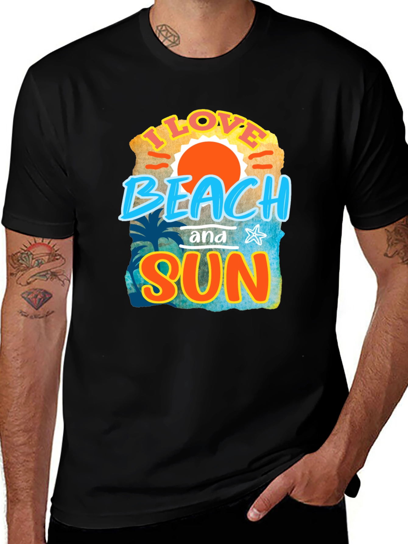 Variant 27 of I Love Beach and Sun Graphic T-Shirt