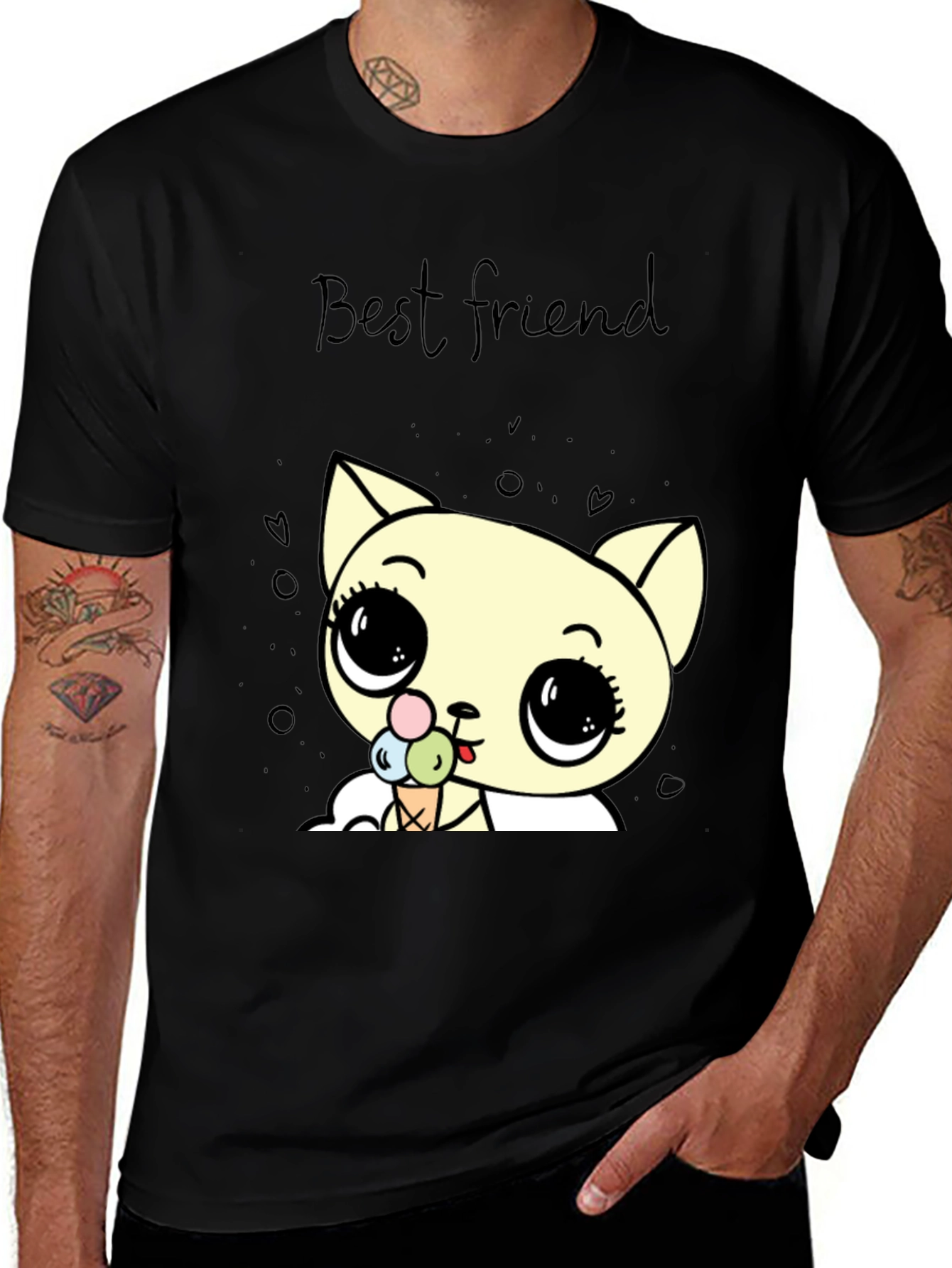 Variant 8 of Cute Cat & Ice Cream Best Friend Graphic Tee
