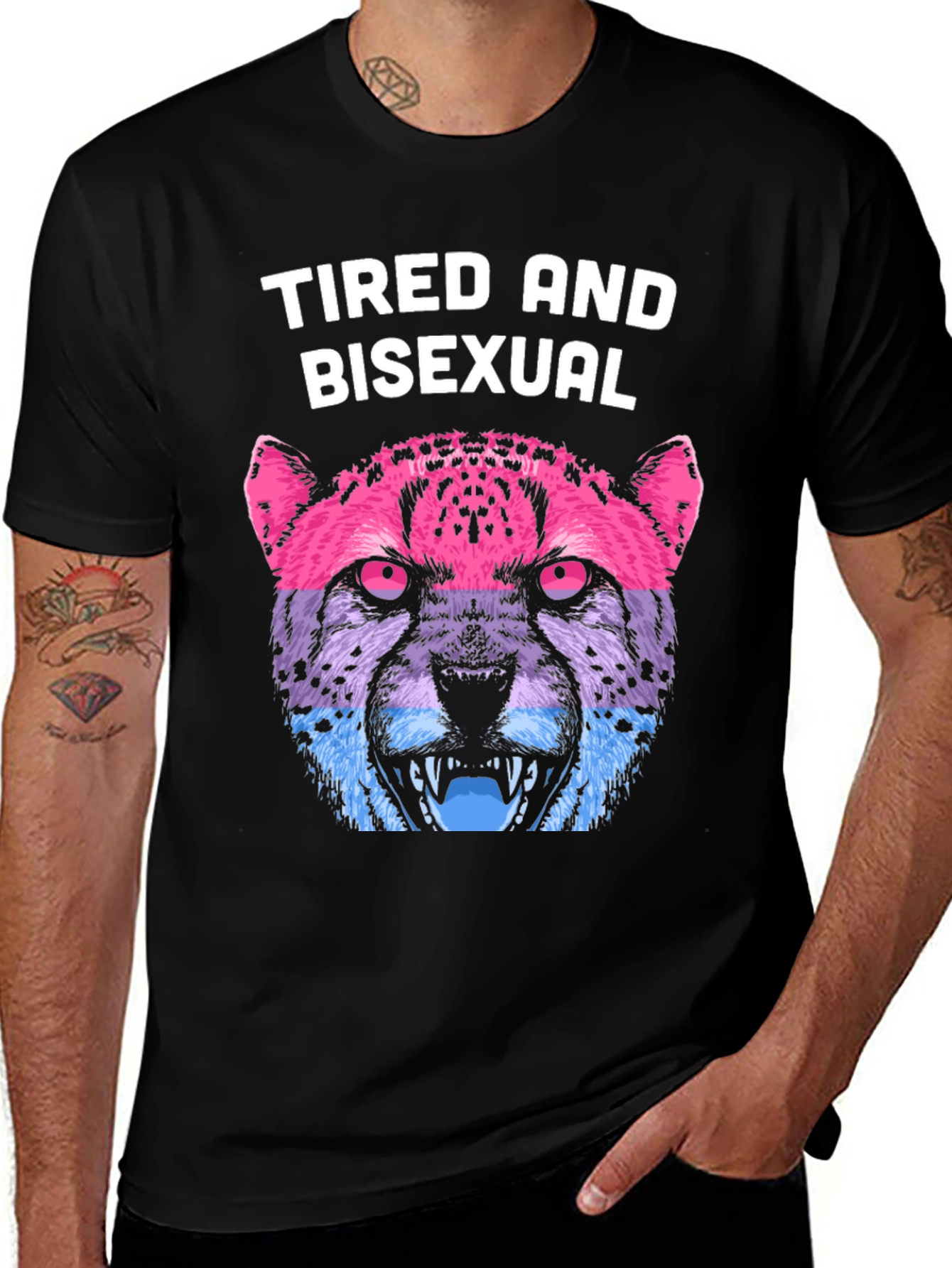 Variant 7 of Tired and Bisexual Cheetah Graphic T-Shirt