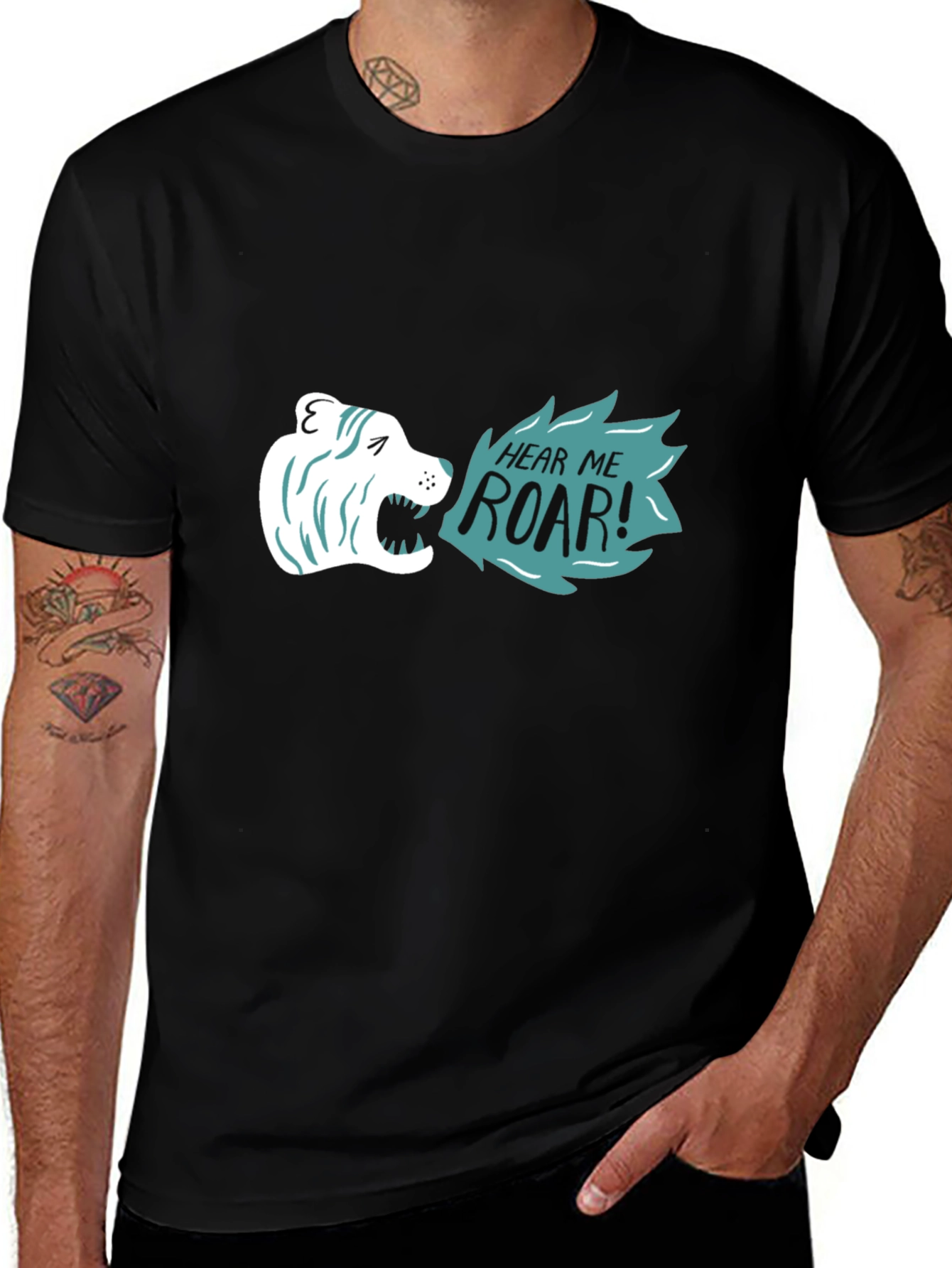 Variant 24 of Hear Me Roar Graphic Tee - Black