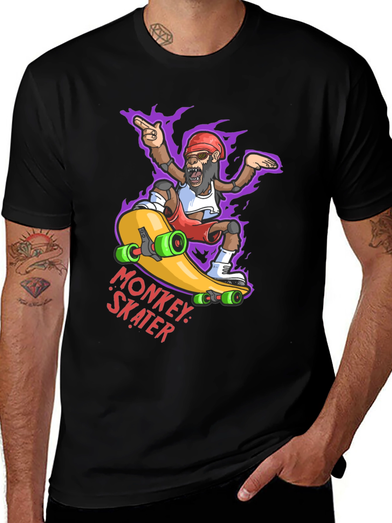 Variant 25 of Monkey Skater Graphic Tee - Cool Cartoon Skateboard T-Shirt