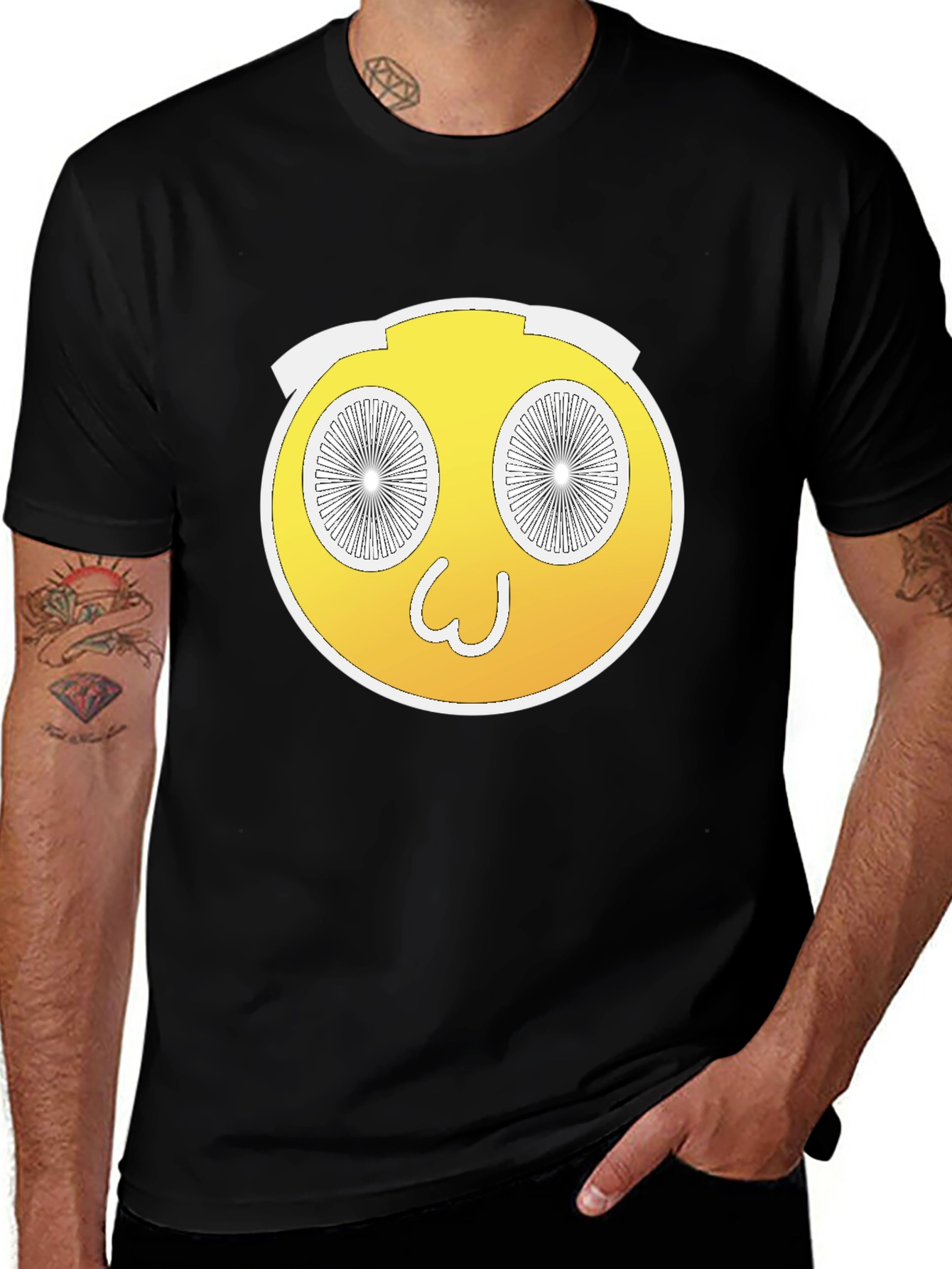 Black Wacky Yellow Emoji T-Shirt - Fun and Unique Design main image