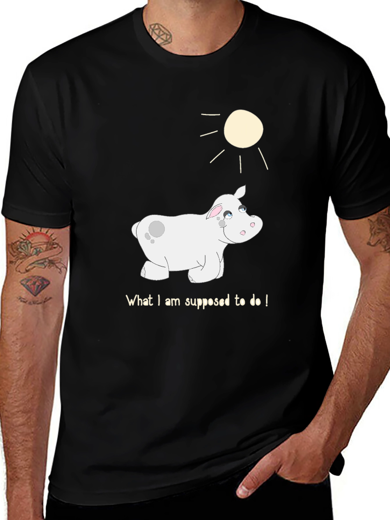 Variant 26 of Hippo Graphic T-Shirt - "What Am I Supposed to Do?"