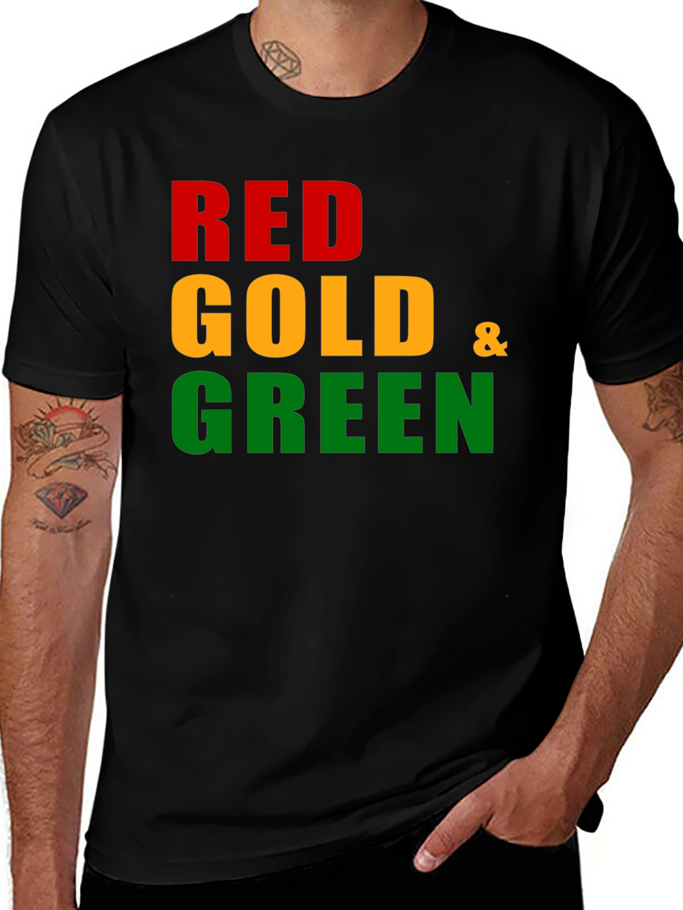 Variant 13 of Red Gold & Green Graphic Tee - Black