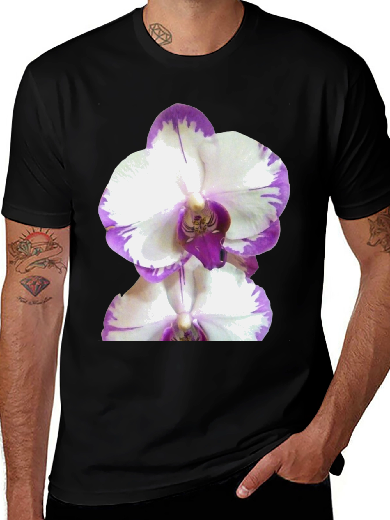 Variant 29 of Orchid Graphic Tee - Black Cotton T-Shirt