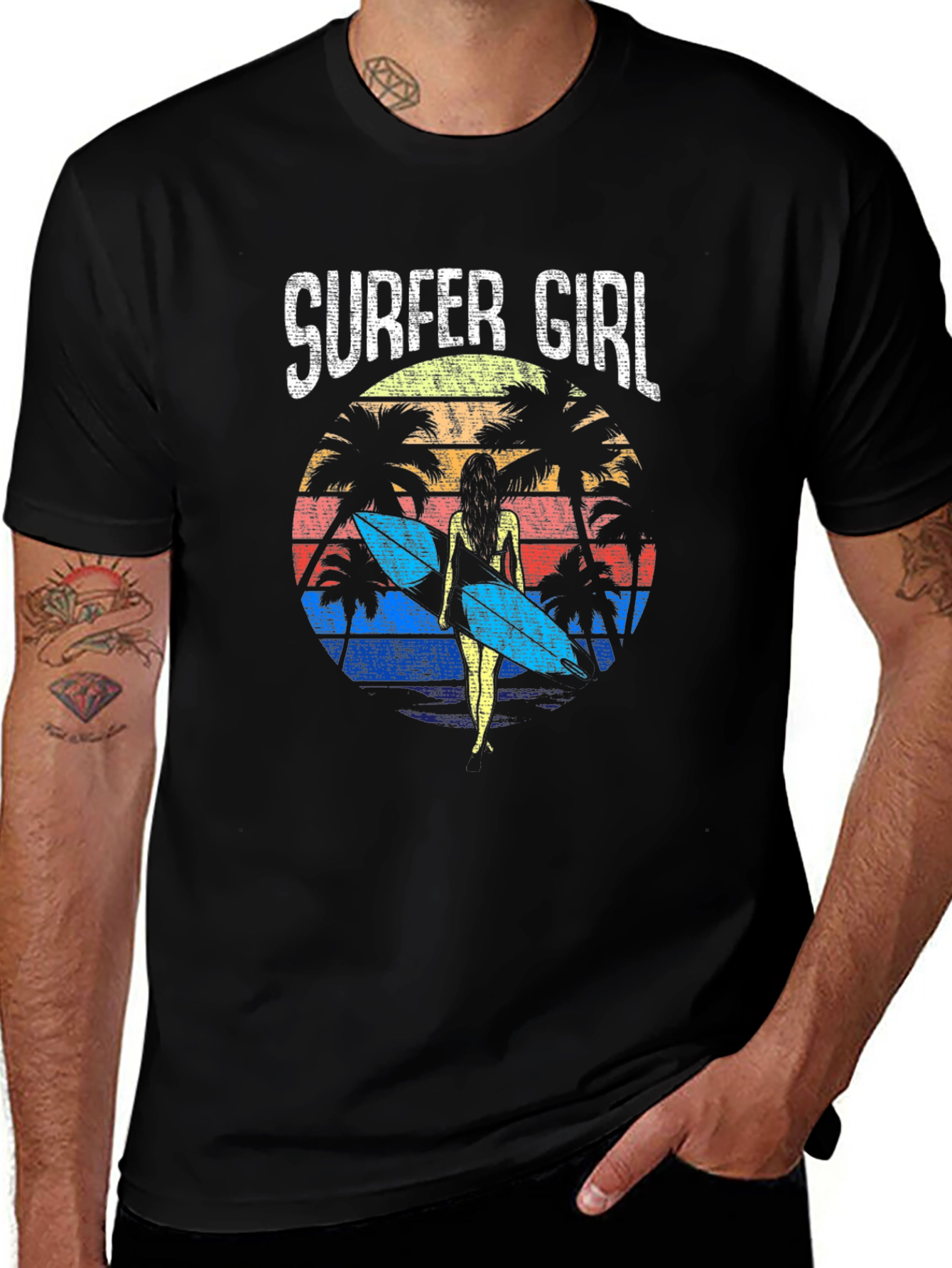 Variant 26 of Surfer Girl Retro Sunset Graphic Tee