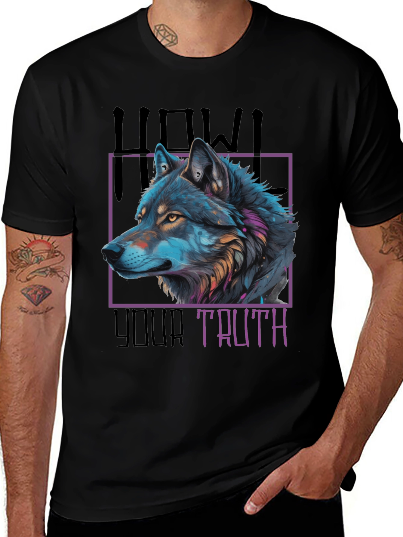 Variant 3 of Howl Your Truth Wolf Graphic Tee - Black