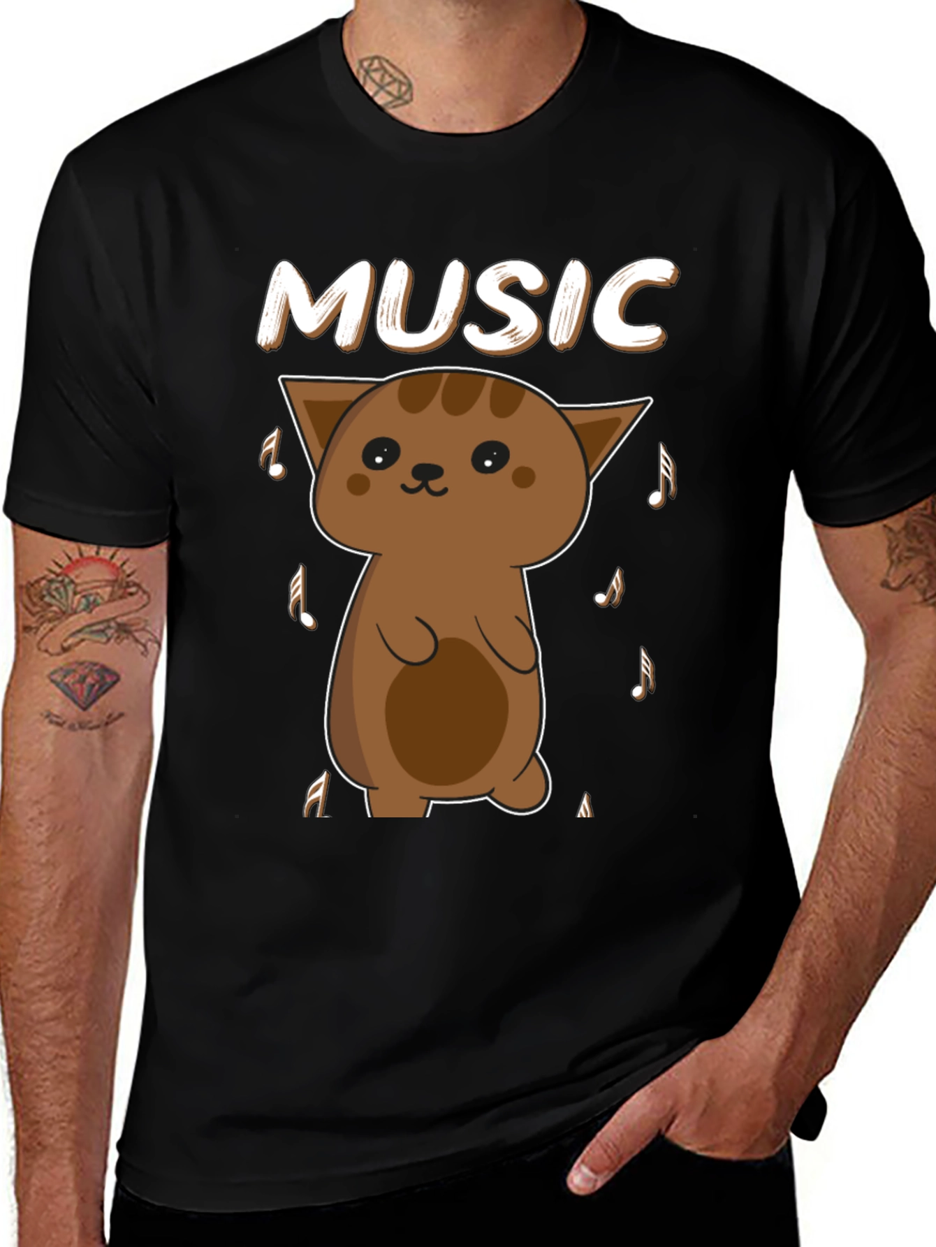 Variant 17 of Cute Cat Music Lover T-Shirt - Unisex Soft Cotton Tee