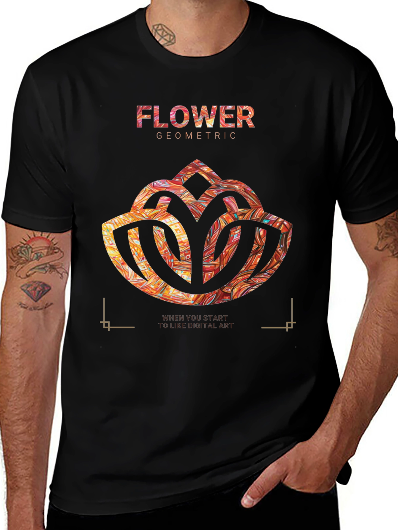 Variant 14 of Geometric Flower Digital Art Men's T-Shirt