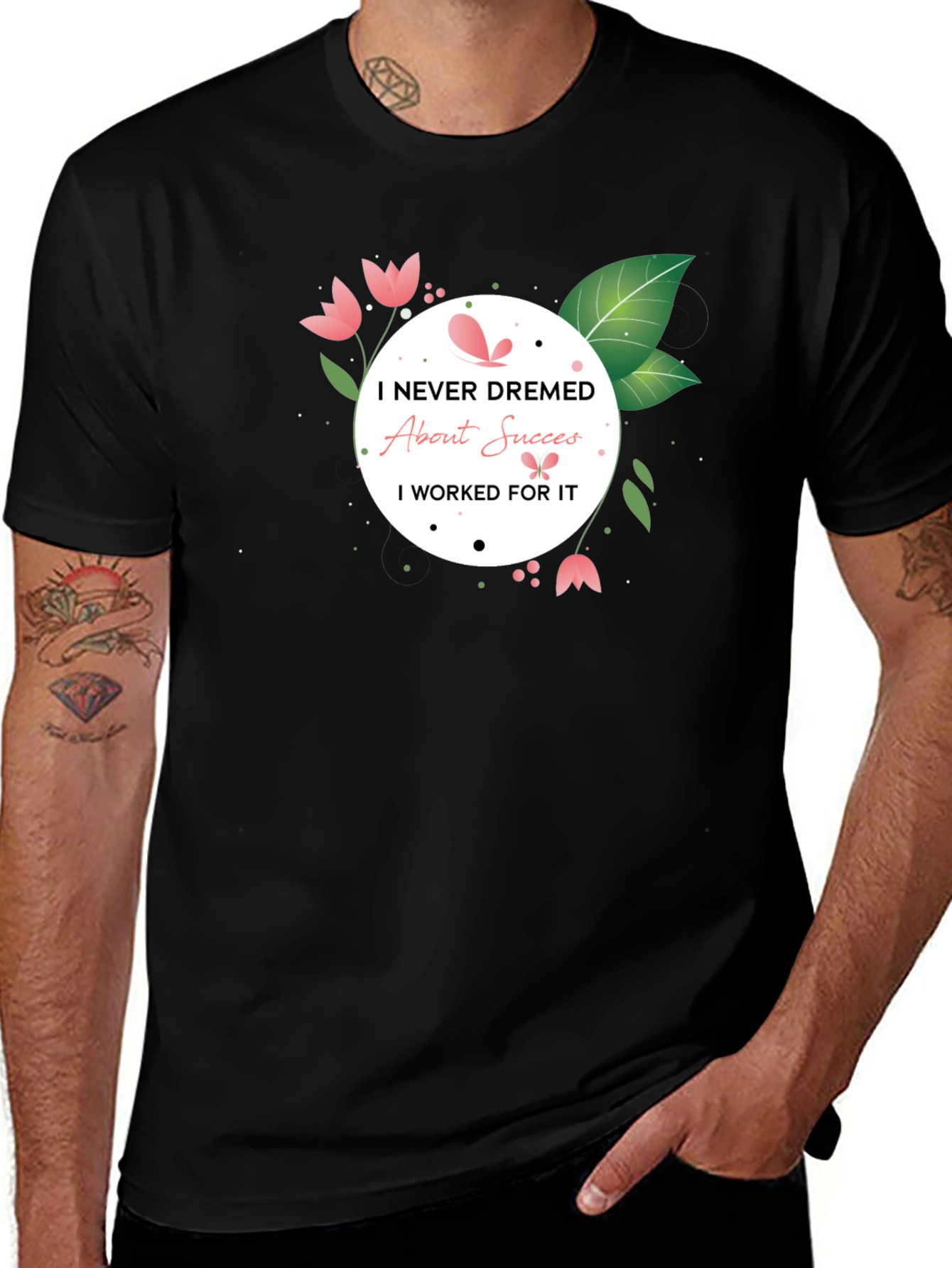 Variant 8 of Motivational Black T-Shirt: Success Driven Design
