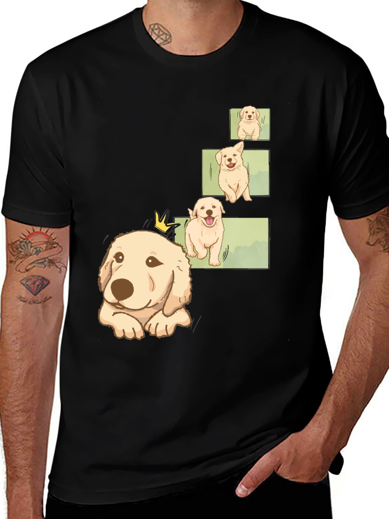 Variant 14 of Men's Black Puppy Evolution Graphic Tee