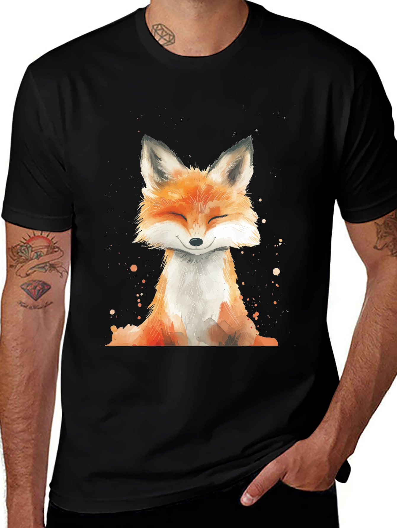 Variant 26 of Watercolor Fox Graphic Tee - Soft Cotton Blend