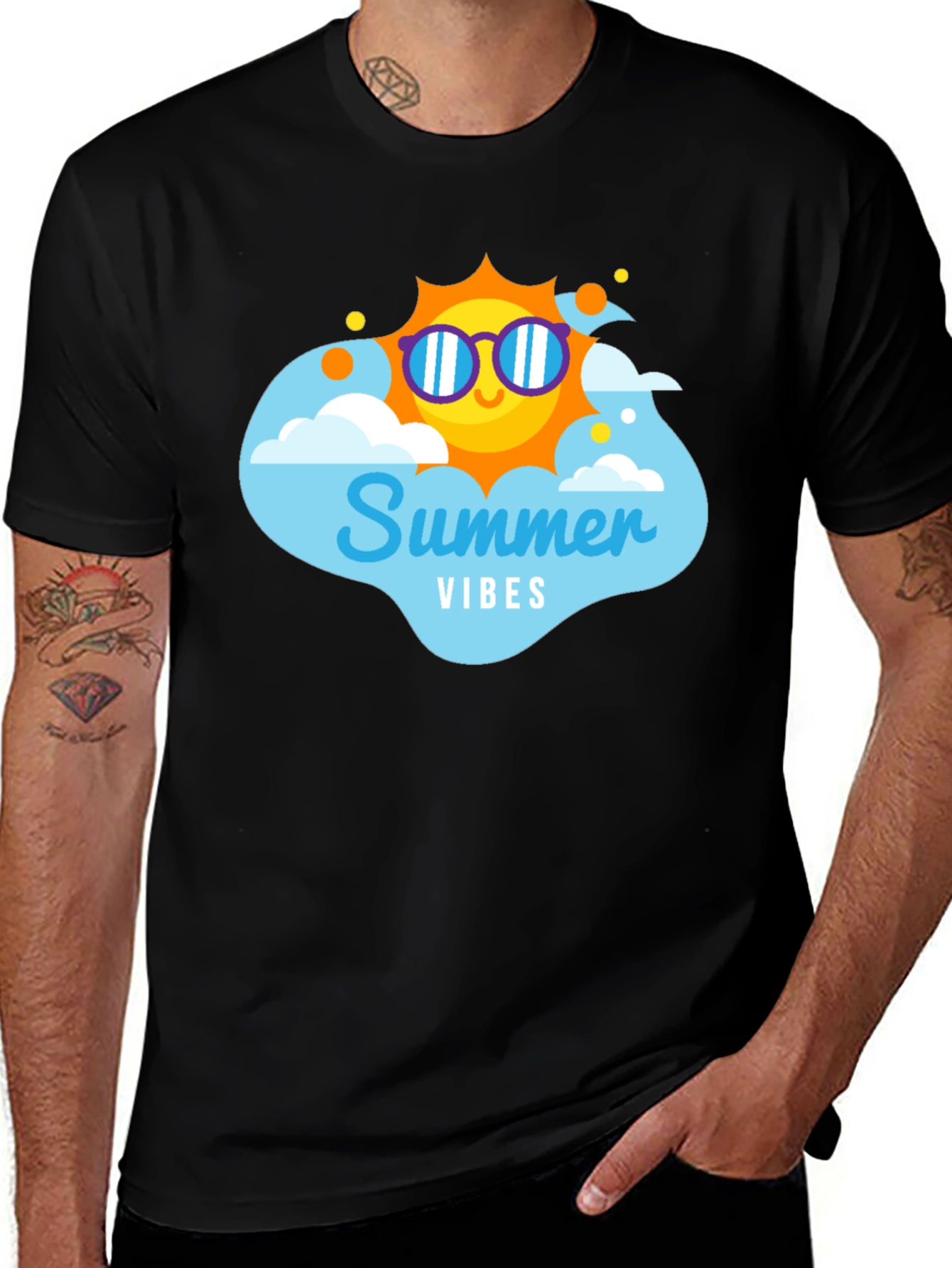 Variant 5 of Summer Vibes T-Shirt - Black Cotton Tee