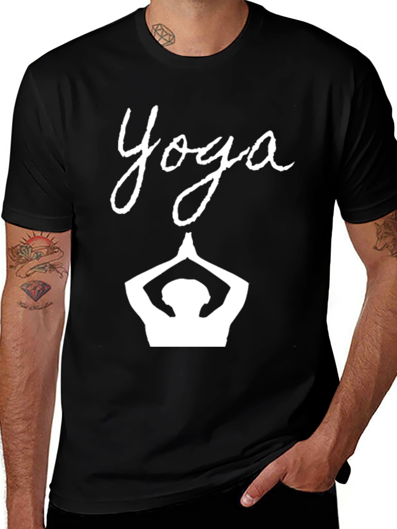 Variant 9 of Yoga Graphic Tee - Black Cotton T-Shirt