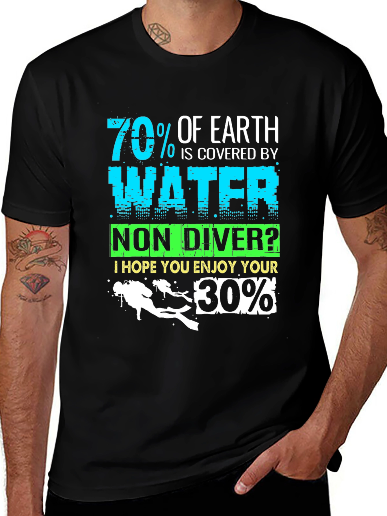 Variant 9 of Funny Scuba Diving T-Shirt - 70% Water