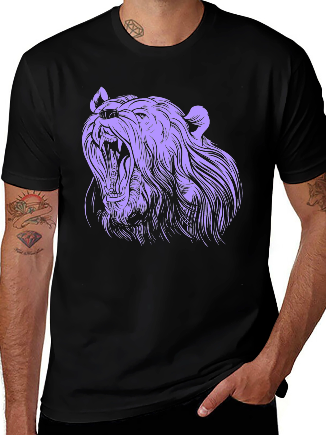 Variant 10 of Roaring Bear Graphic Tee - Black Cotton T-Shirt