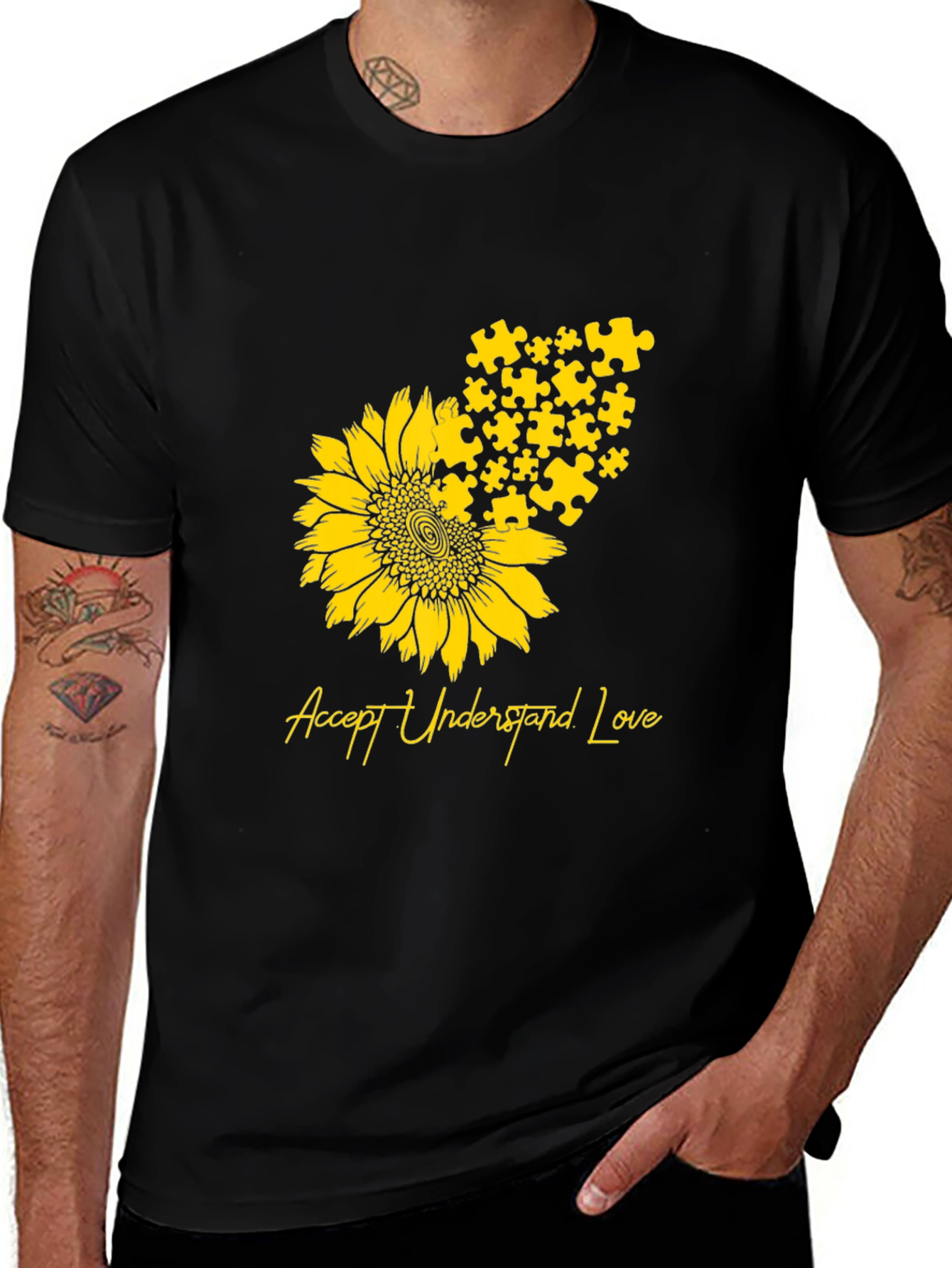 Autism Awareness Sunflower Puzzle Piece T-Shirt