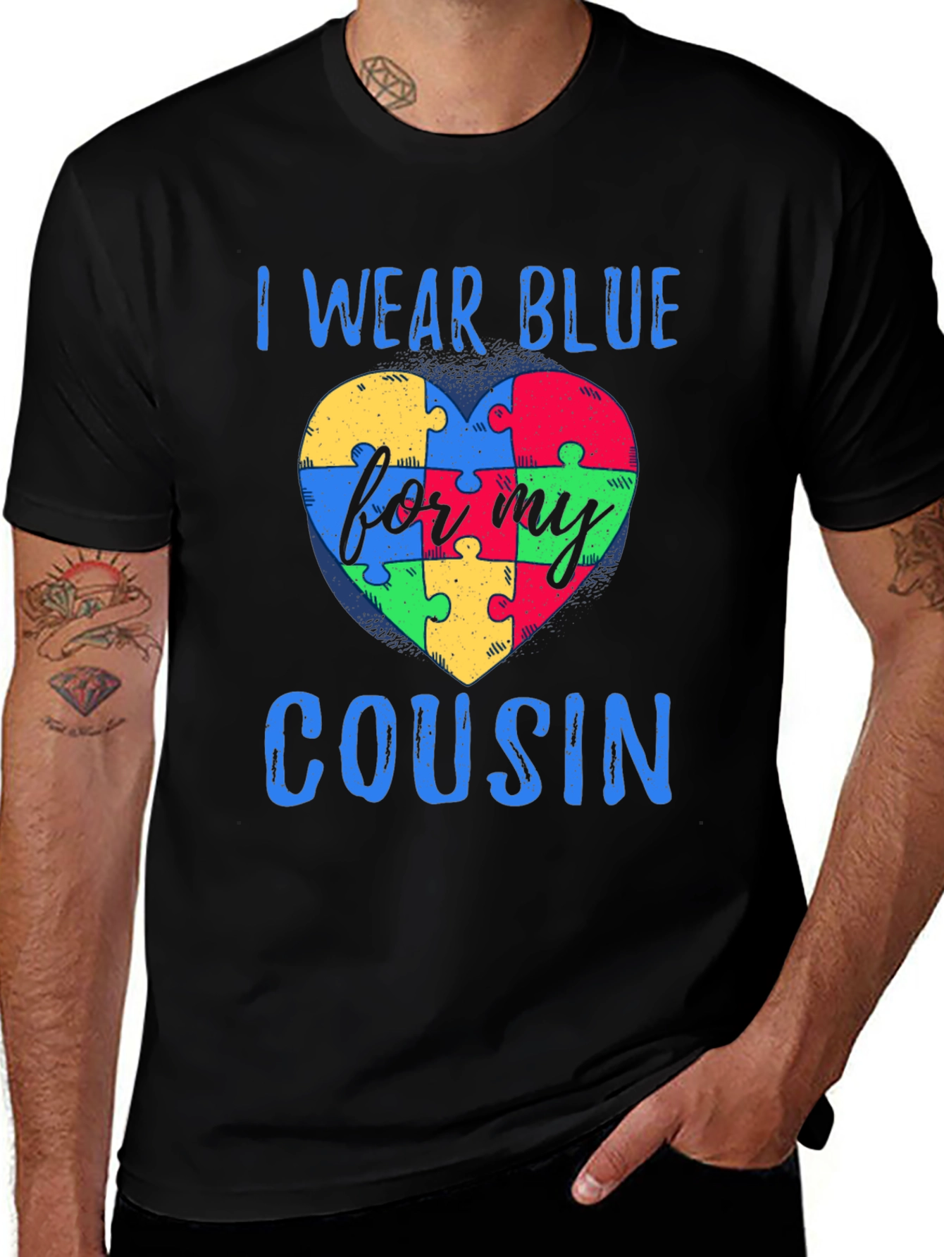 Autism Awareness T-Shirt - I Wear Blue For My Cousin