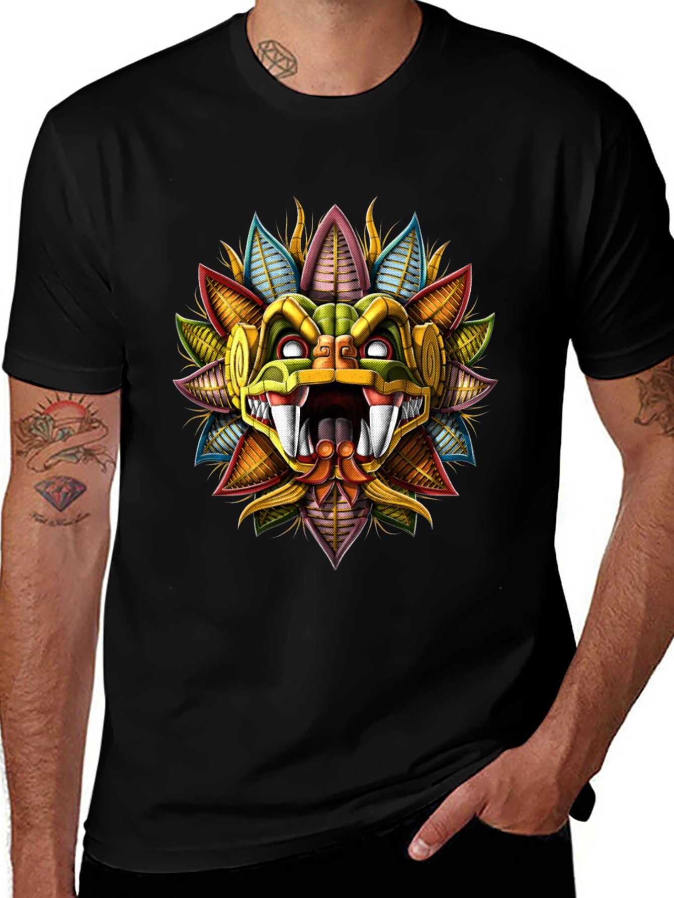 Variant 18 of Aztec Serpent God T-Shirt - Bold Graphic Tee