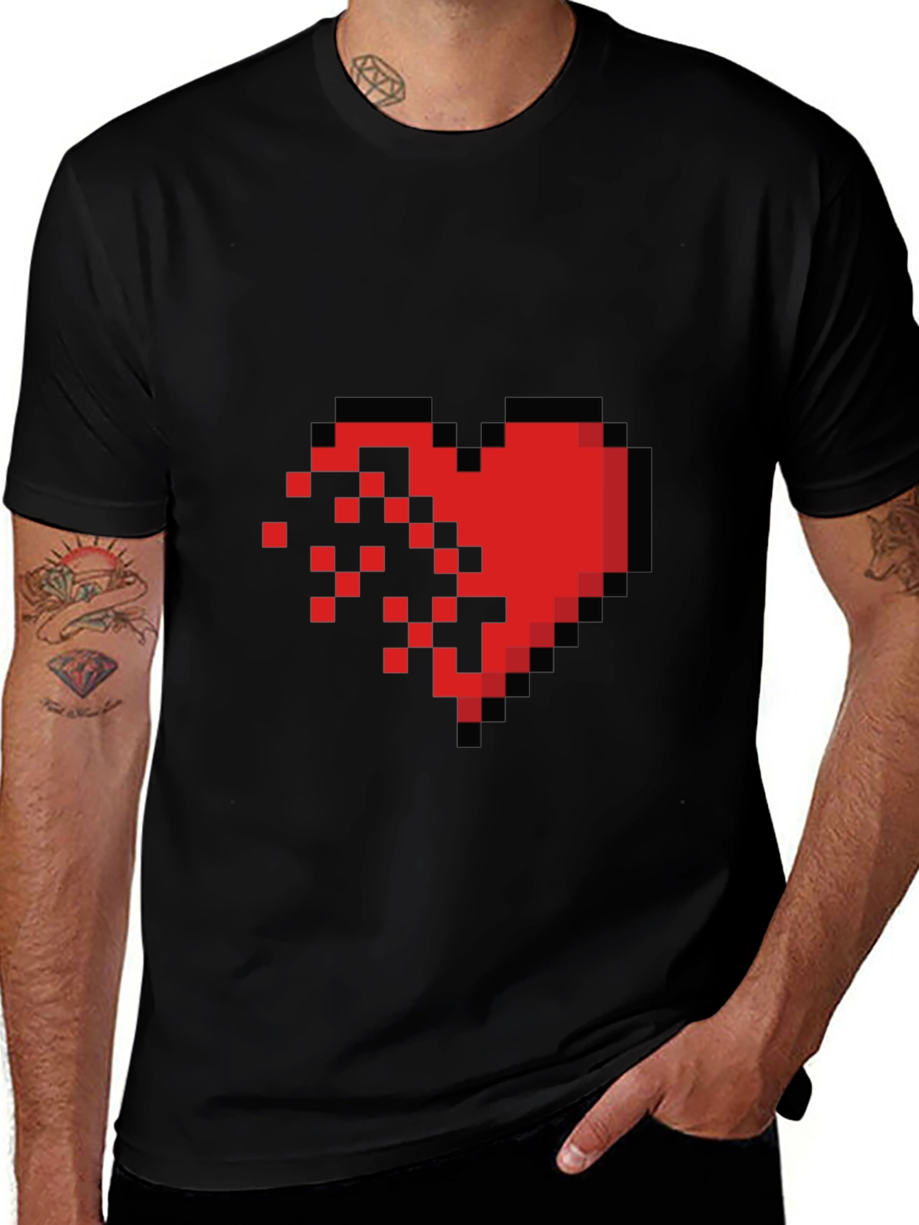 Variant 14 of Pixel Heart Graphic Tee - Black